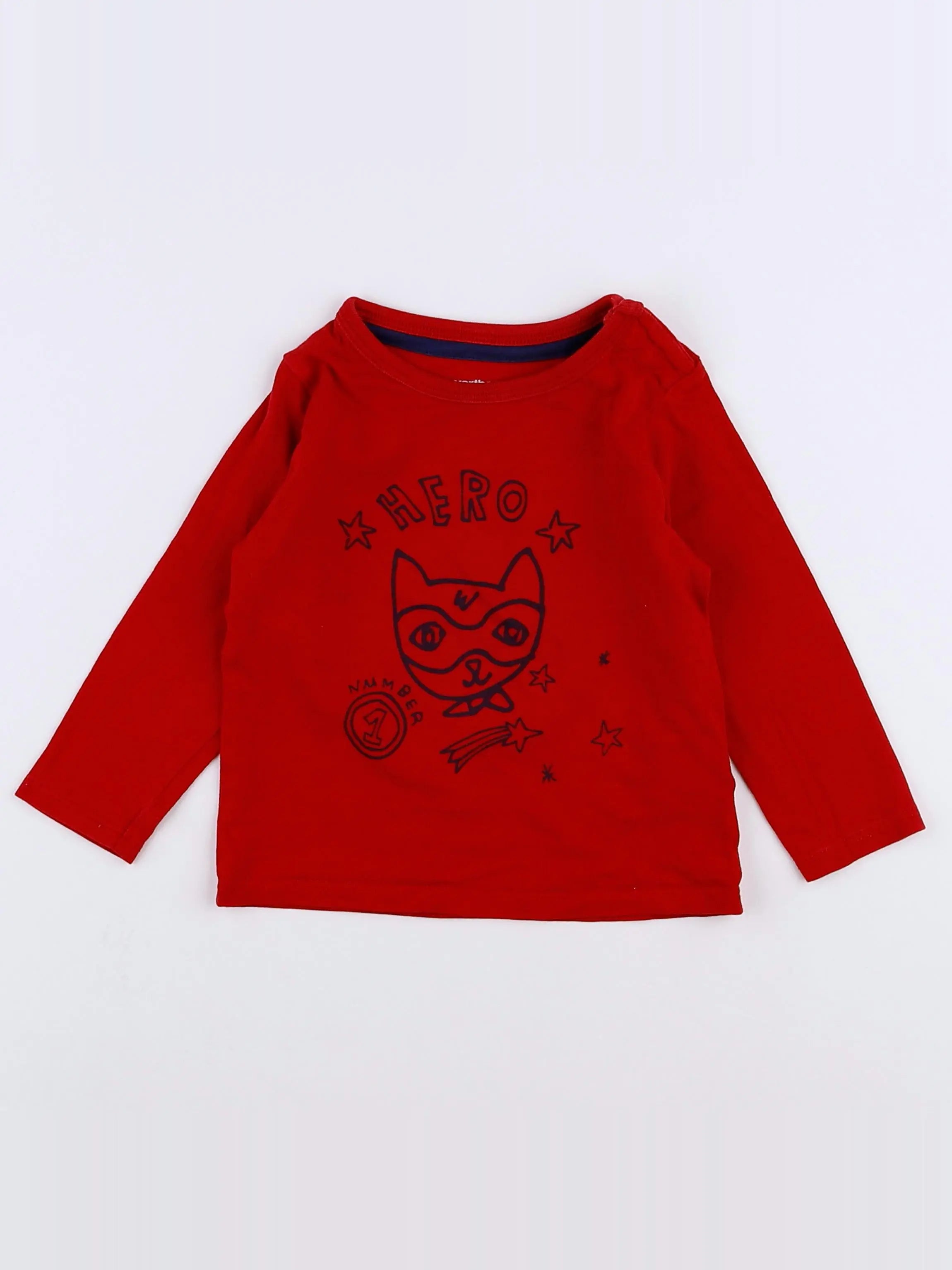Vertbaudet - tee-shirt rouge - 9 mois