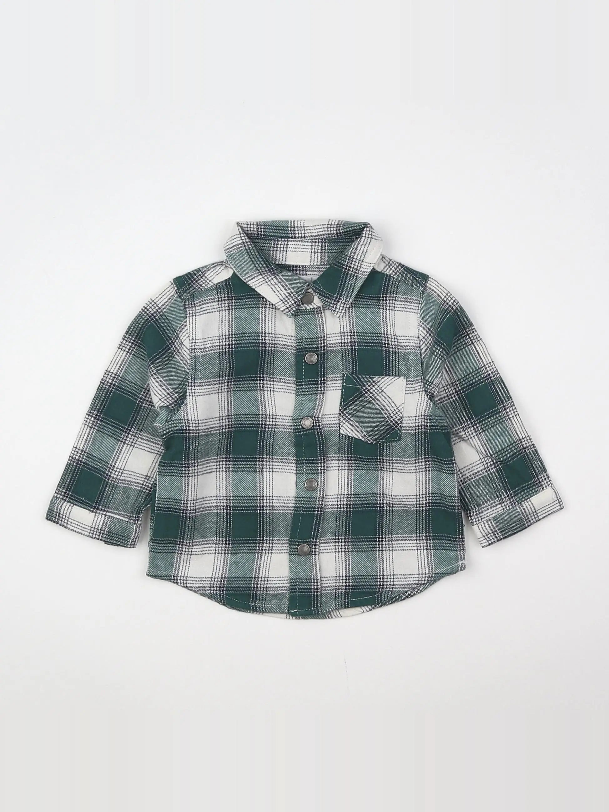 Vertbaudet - chemise vert, blanc - 6 mois