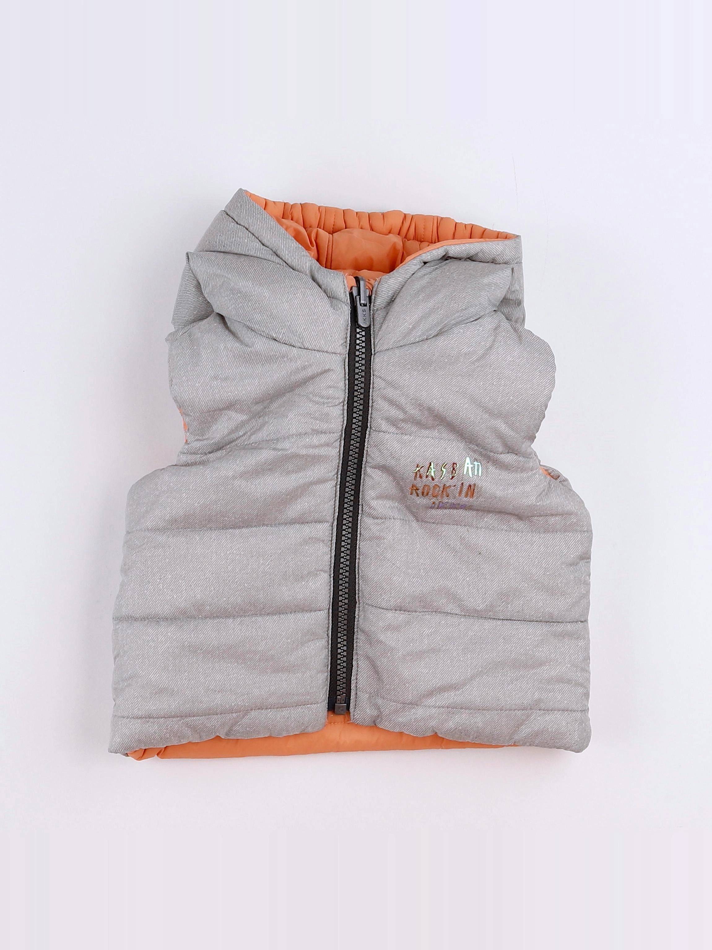 IKKS - doudoune réversible gris, orange - 12 mois