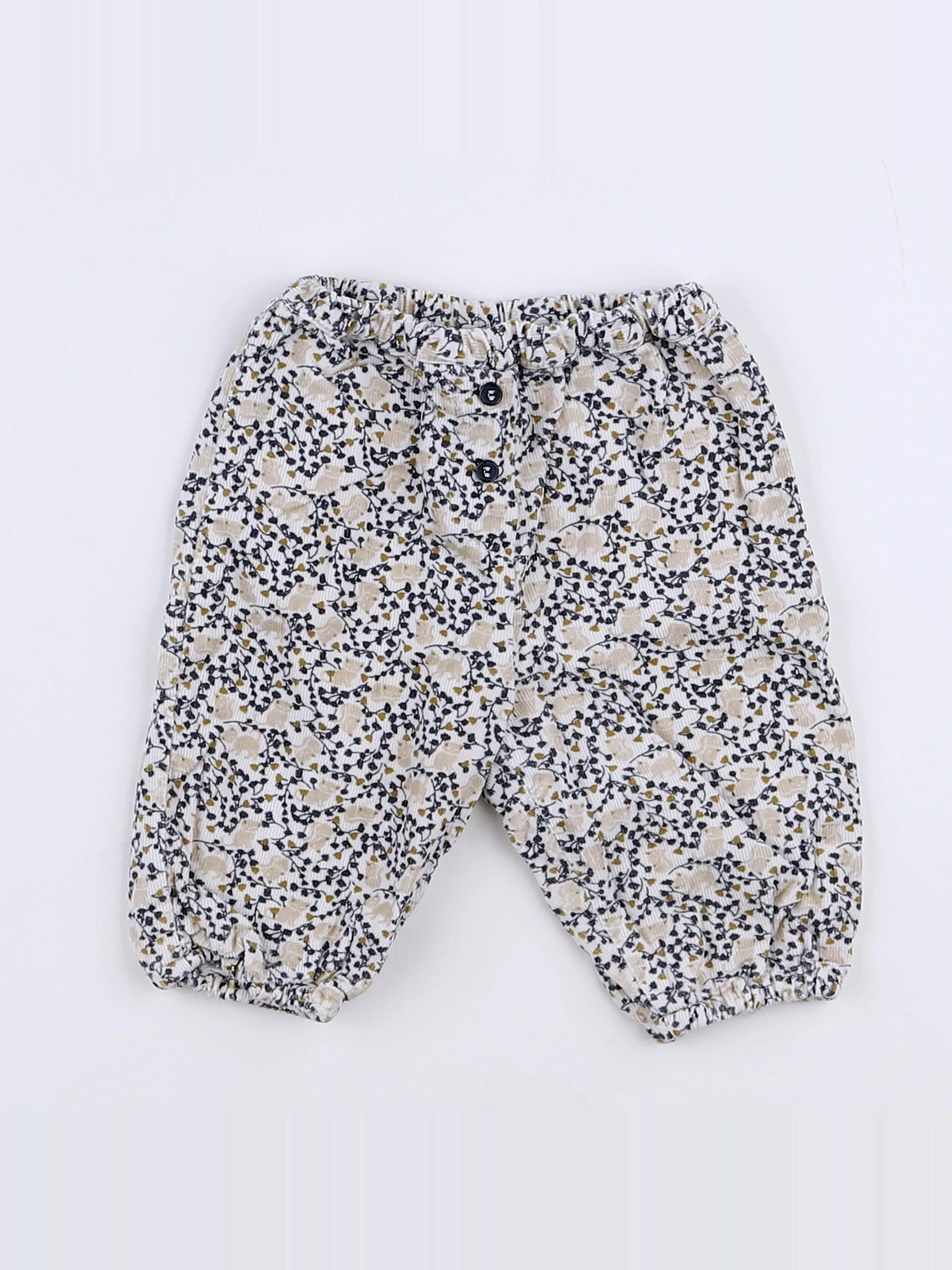 Boutchou - pantalon beige, bleu - 1 mois