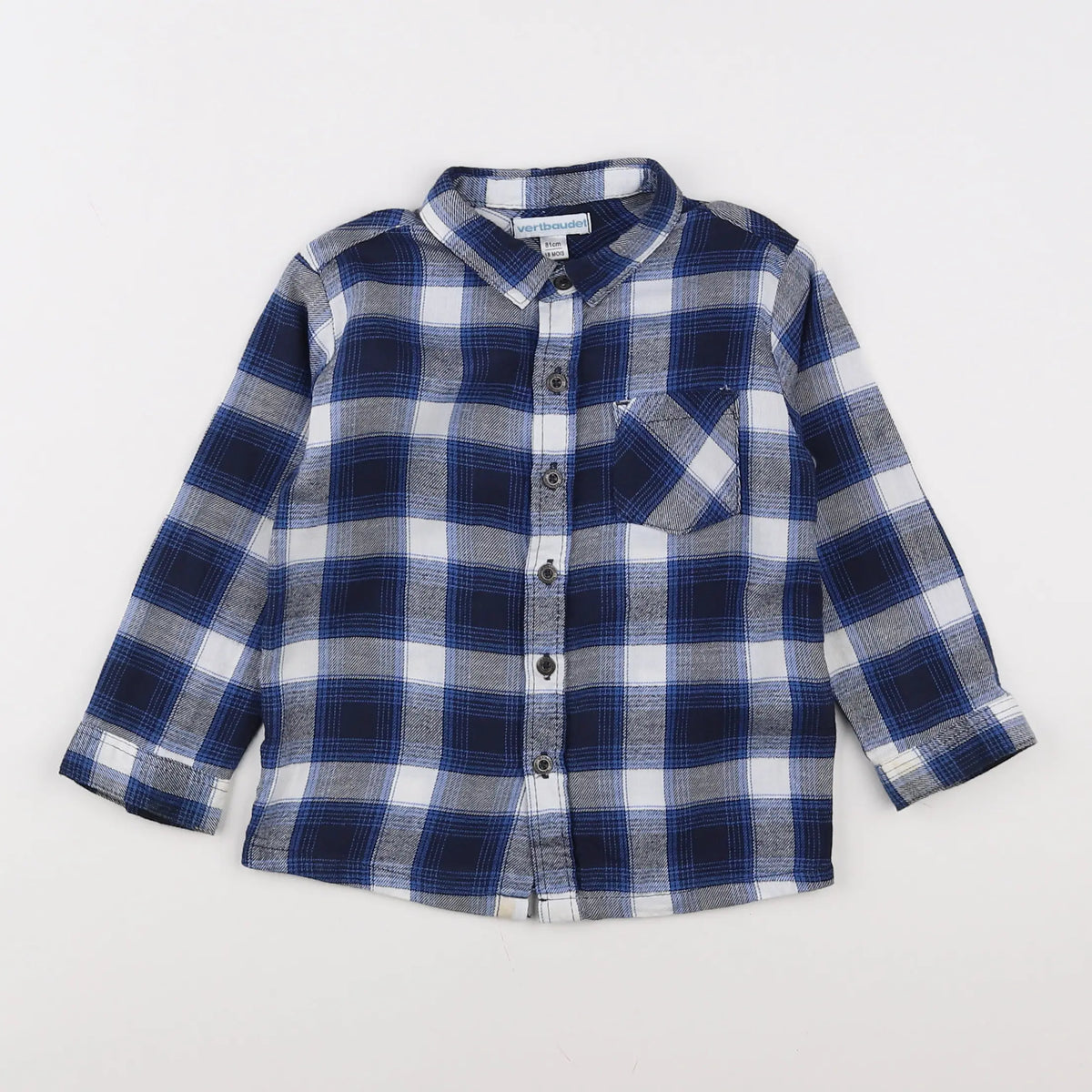 Vertbaudet - chemise bleu, blanc - 18 mois