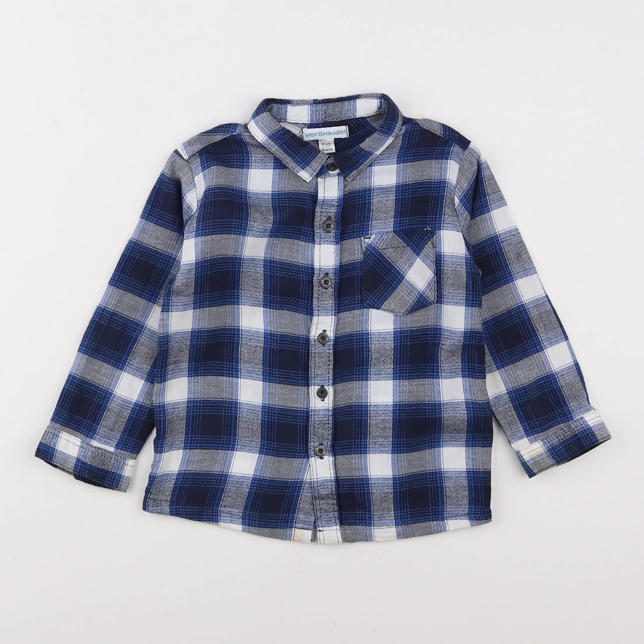 Vertbaudet - chemise bleu, blanc - 18 mois