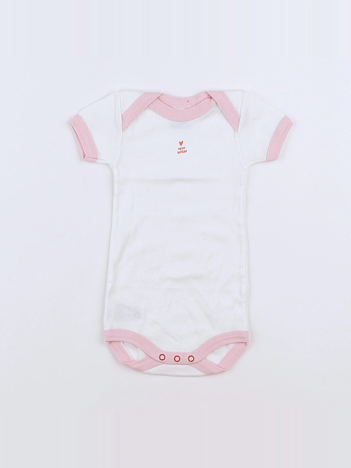 Petit Bateau - body blanc, rose - 3 mois