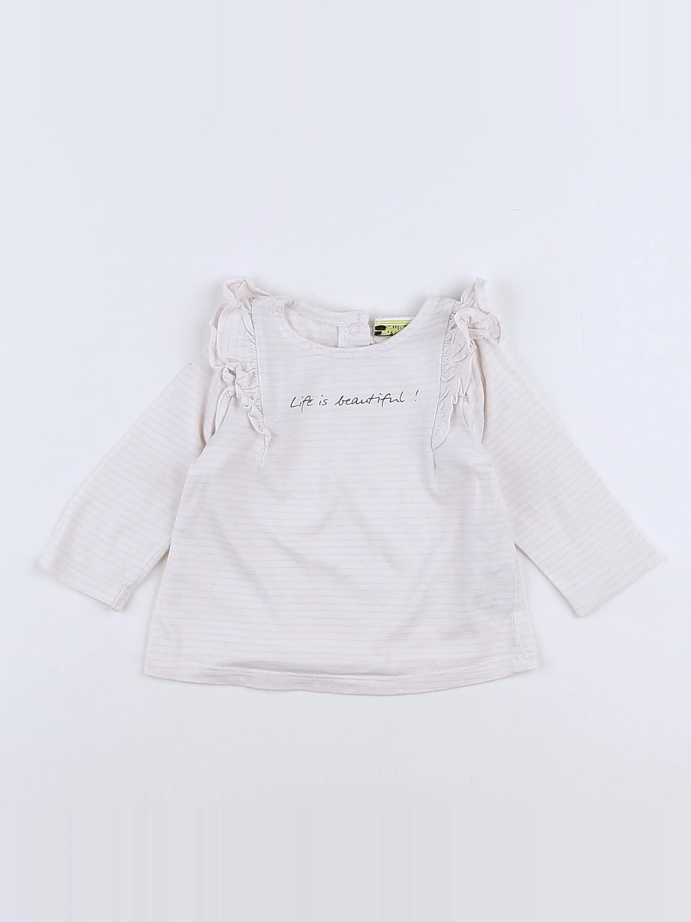 Tape à l'oeil - tee-shirt blanc, rose - 9 mois