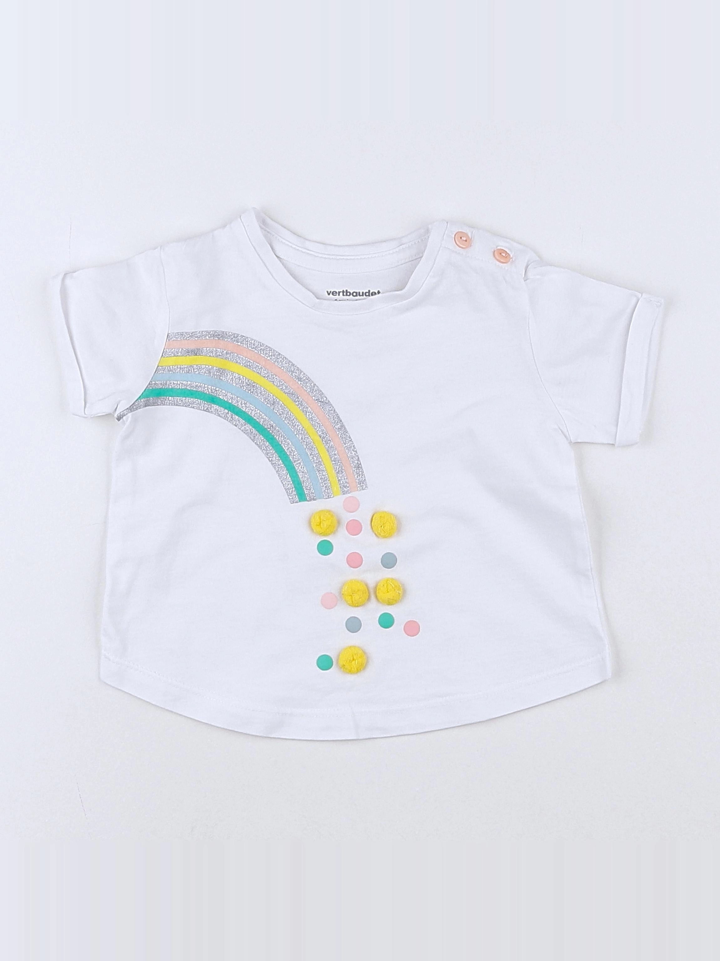 Vertbaudet - tee-shirt blanc - 6 mois