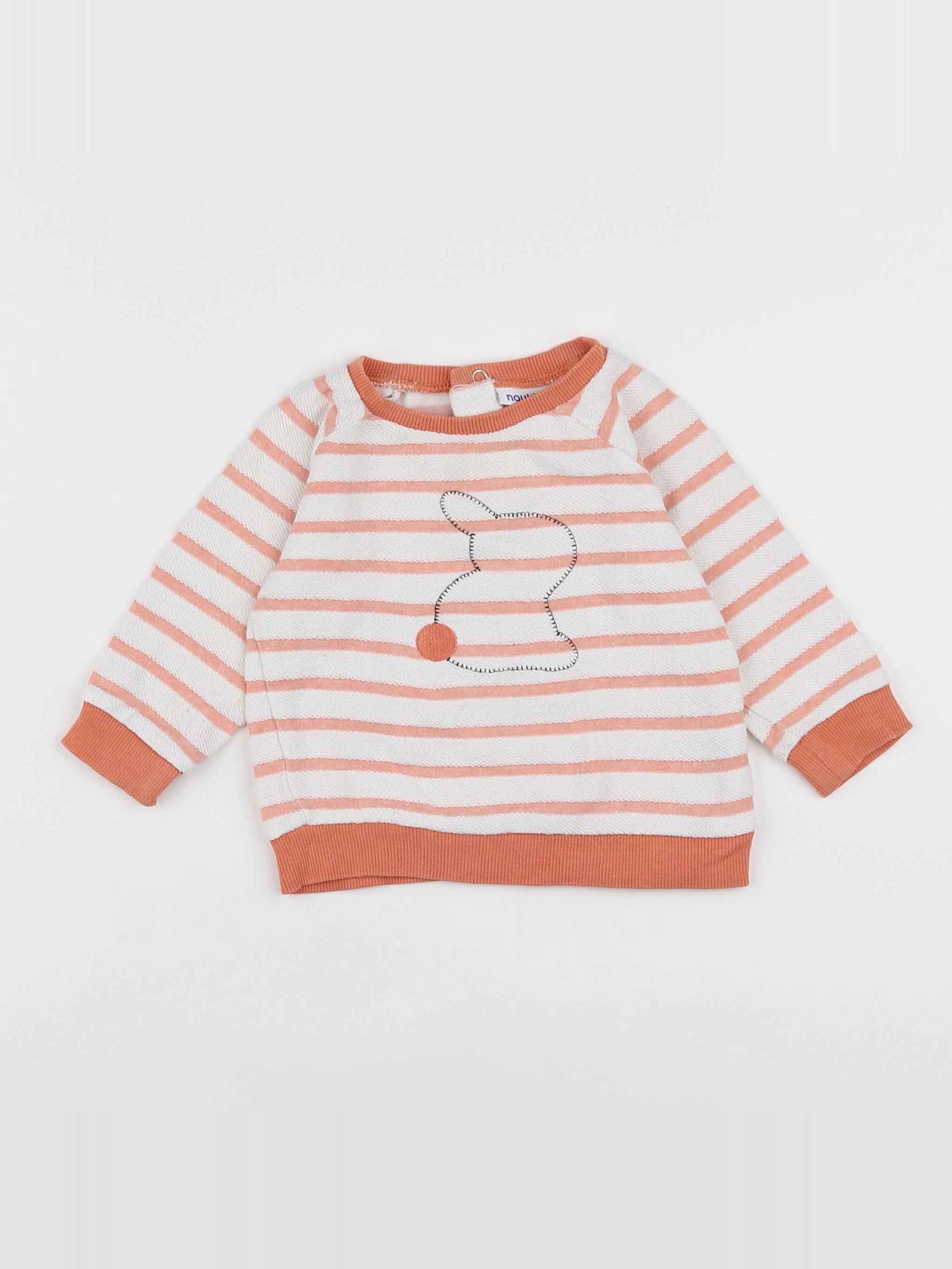 Noukie's - sweat blanc, rose - 6 mois