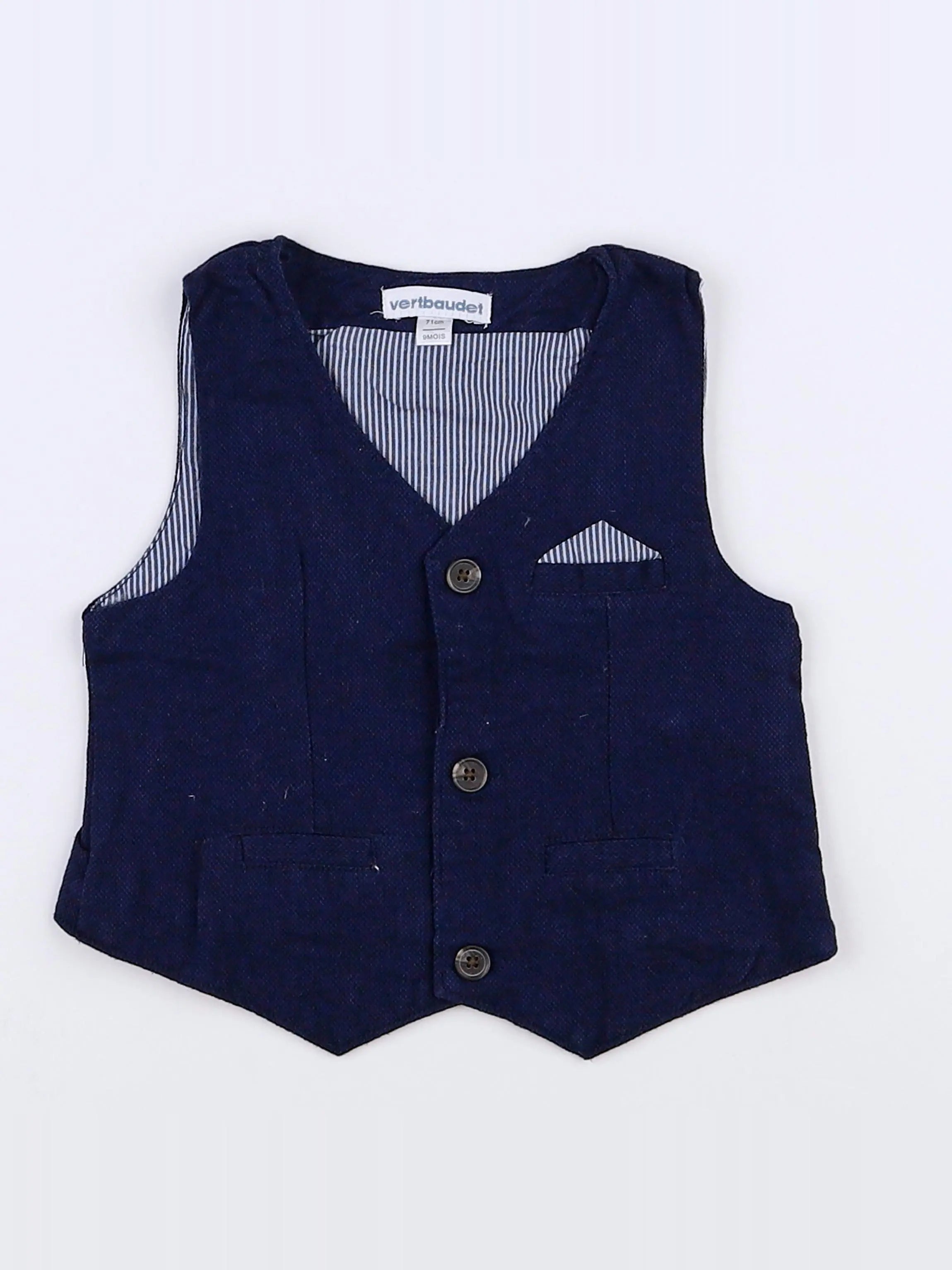 Vertbaudet - gilet bleu - 9 mois