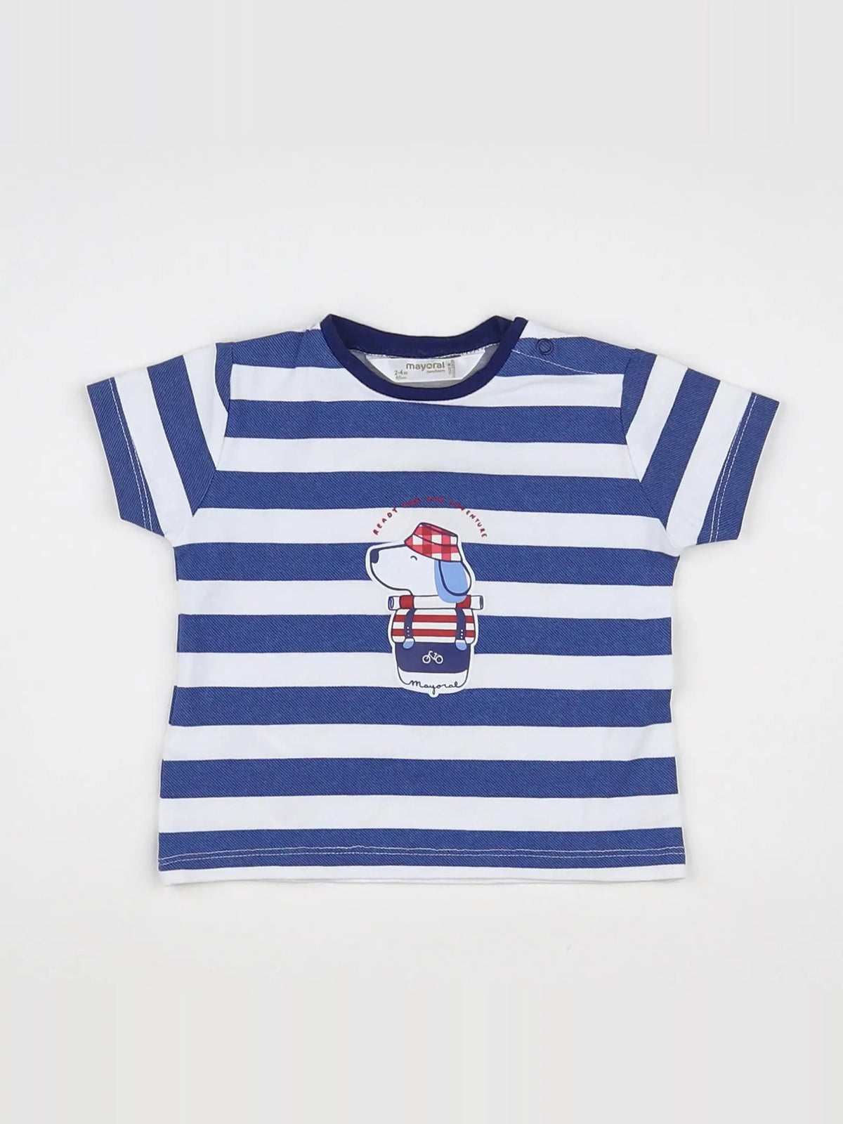 Mayoral - tee-shirt bleu, blanc - 3 mois