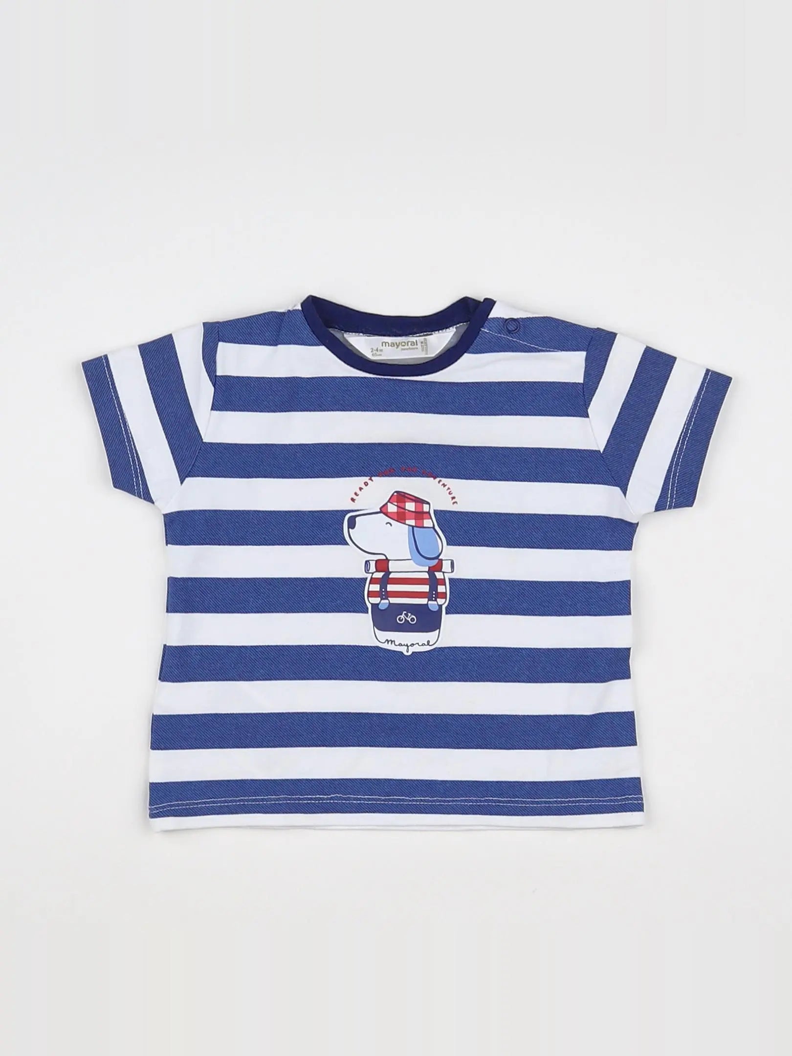 Mayoral - tee-shirt bleu, blanc - 3 mois