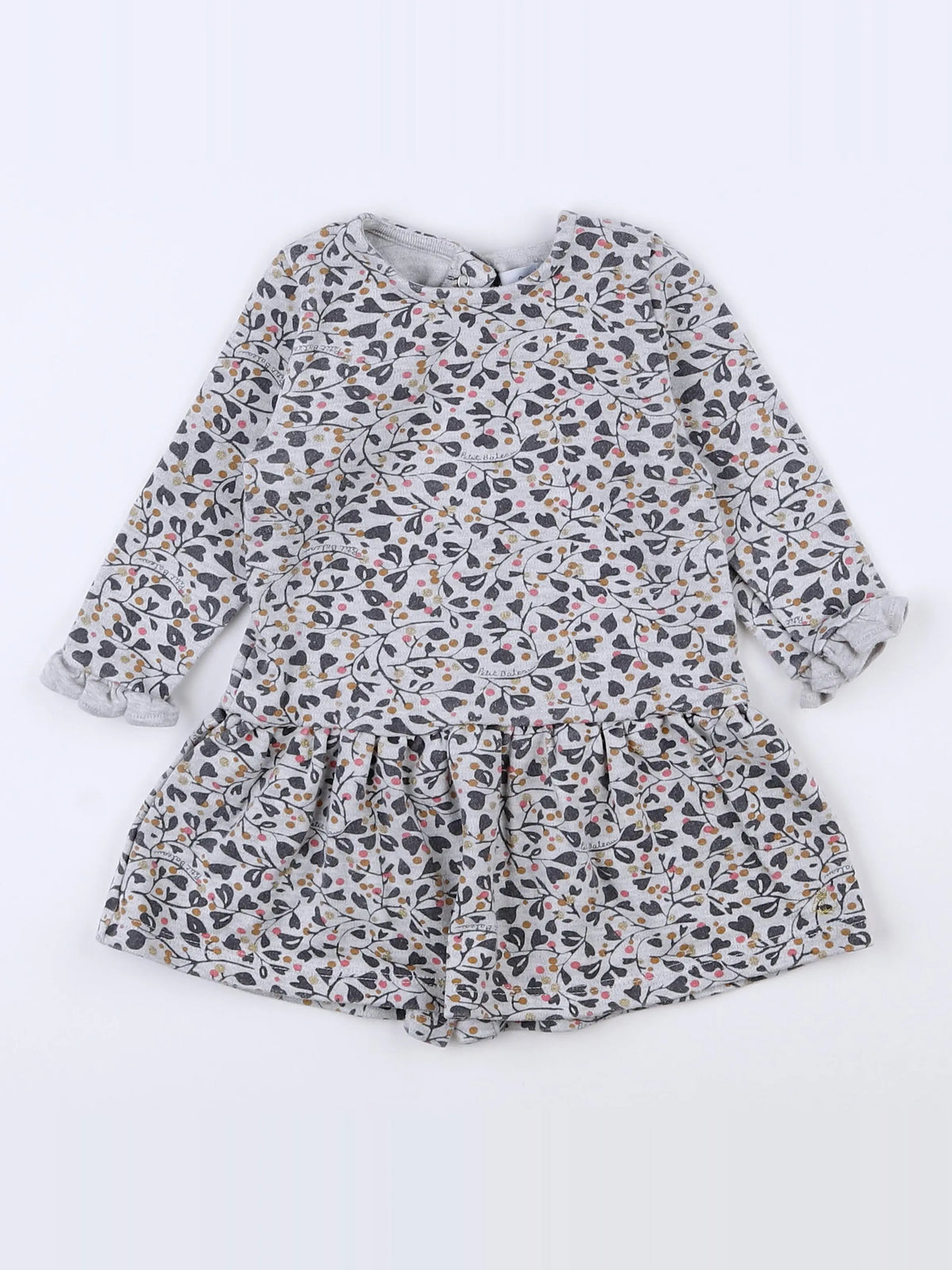 Petit Bateau - robe gris - 12 mois