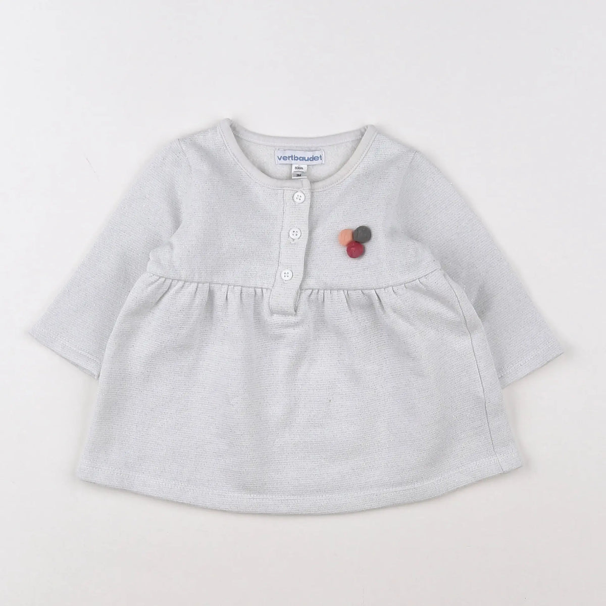 Vertbaudet - robe gris, argent - 3 mois