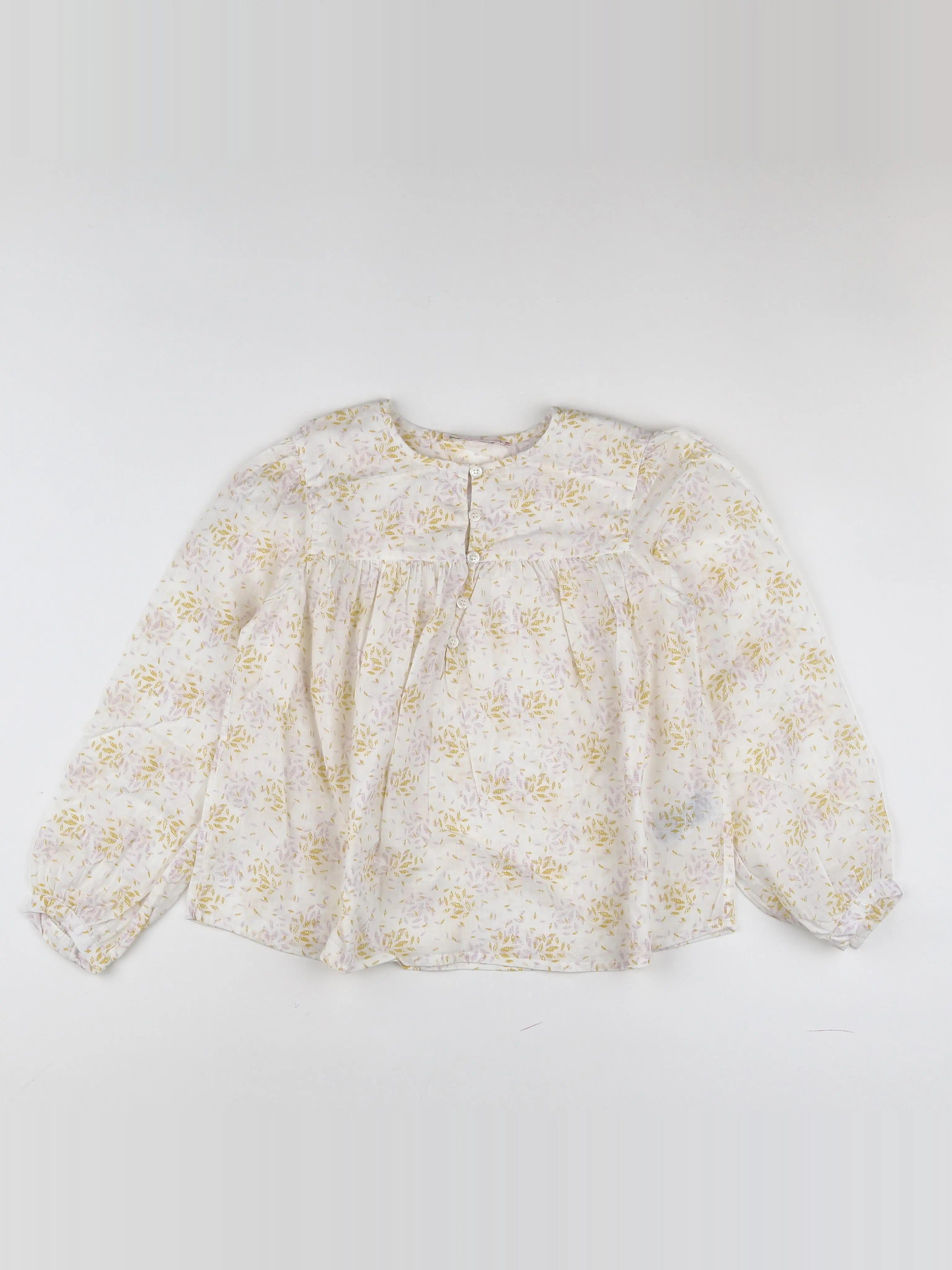 Bonpoint - blouse blanc, jaune - 10 ans