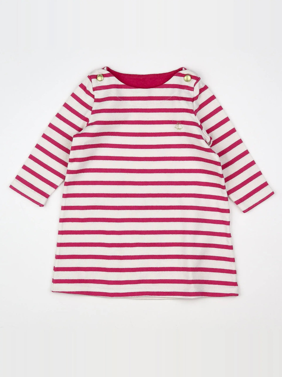 Petit Bateau - robe blanc, rose - 12 mois