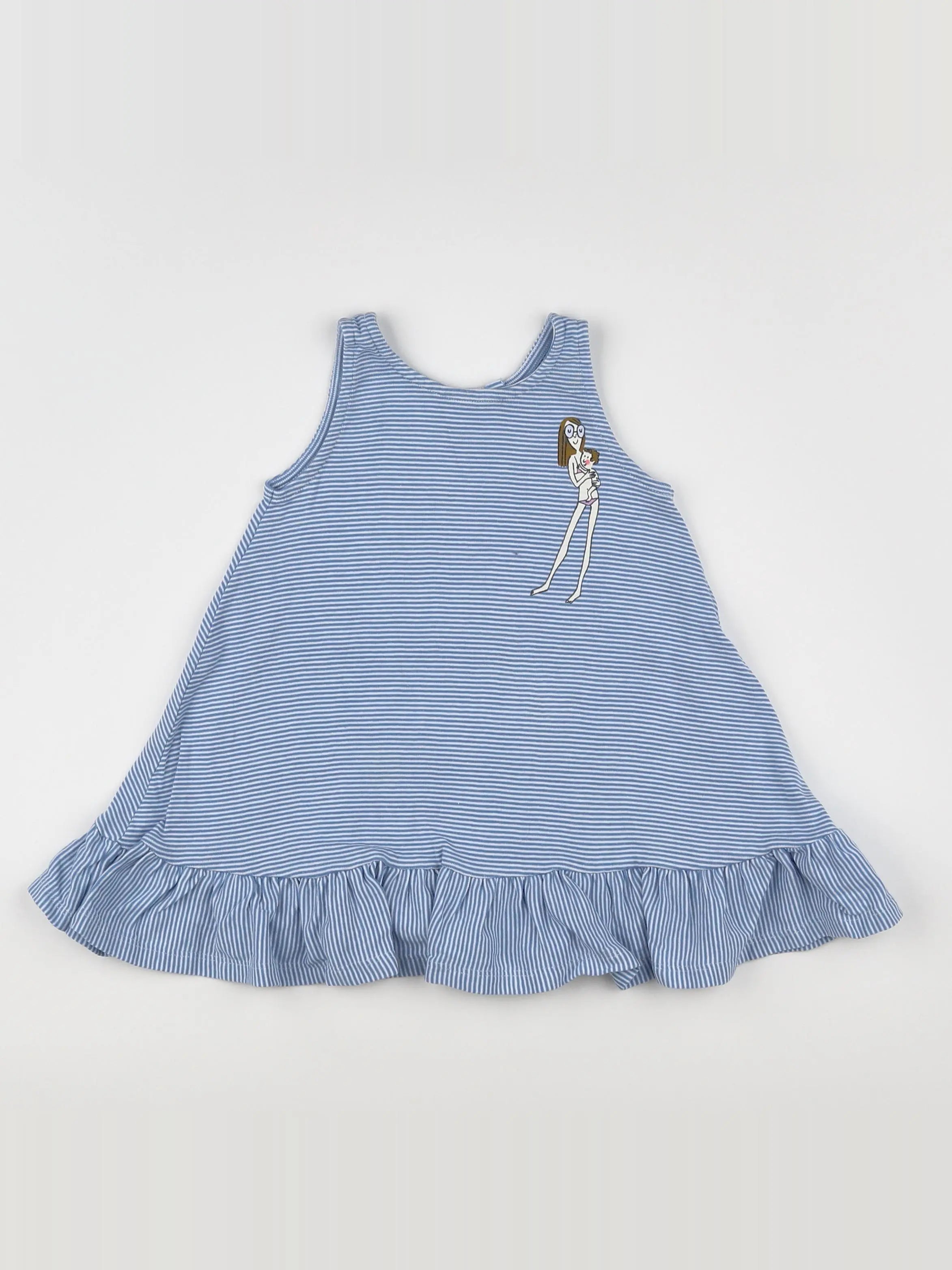 Petit Bateau - robe bleu, blanc - 18 mois