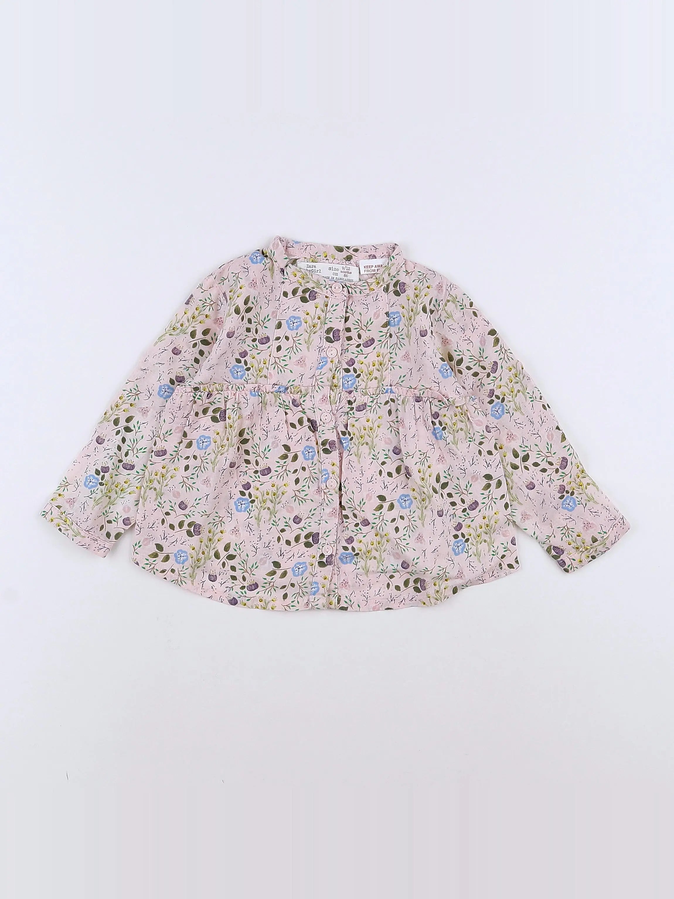Zara - blouse rose - 9/12 mois