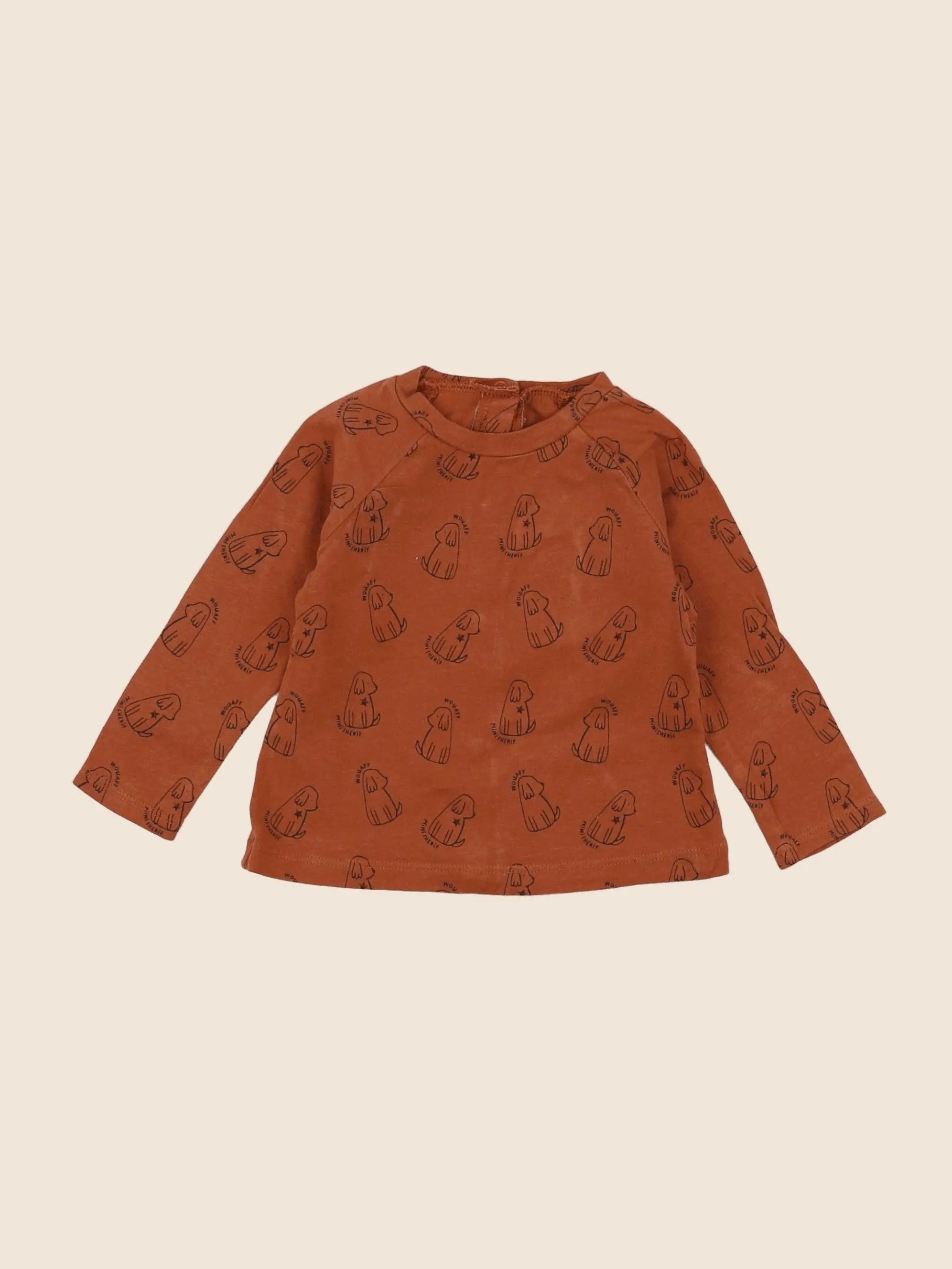Vertbaudet - tee-shirt marron - 6 mois