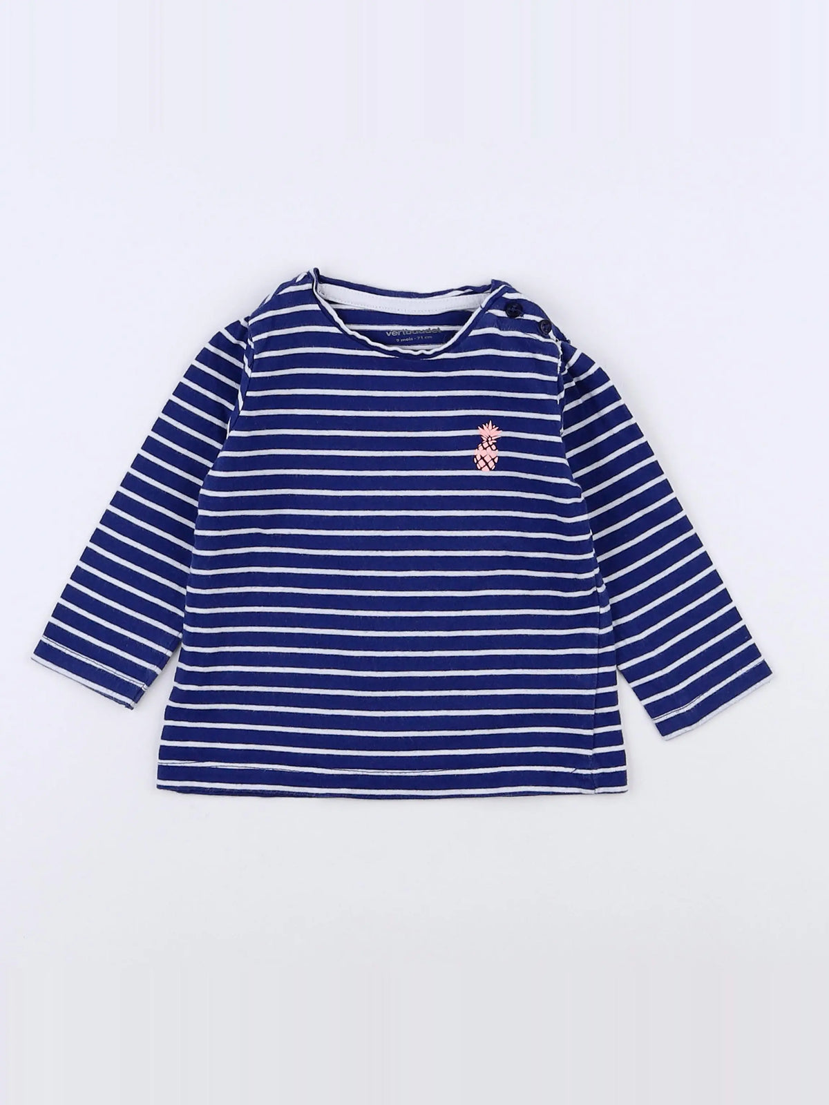 Vertbaudet - tee-shirt blanc, bleu - 9 mois