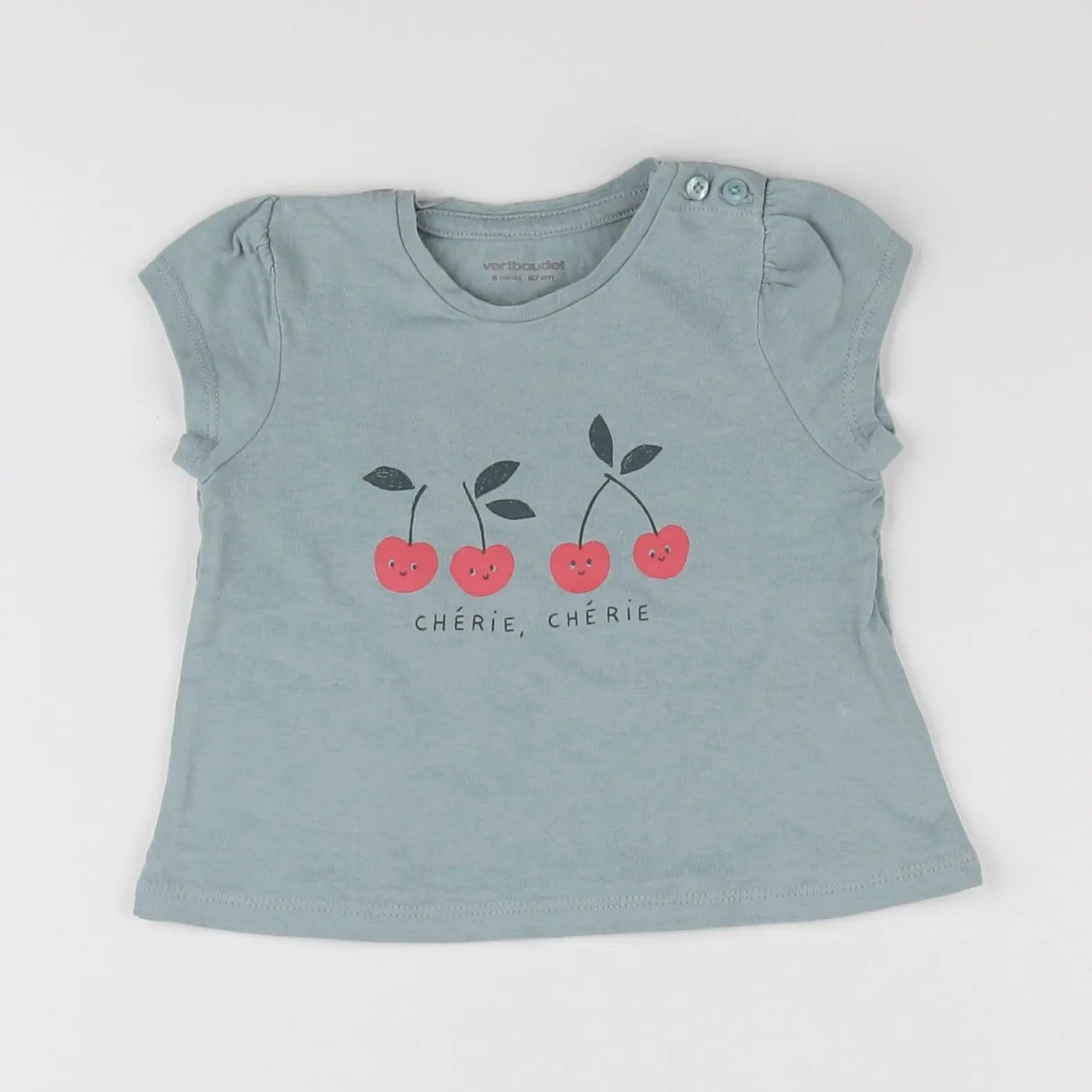 Vertbaudet - tee-shirt vert - 6 mois