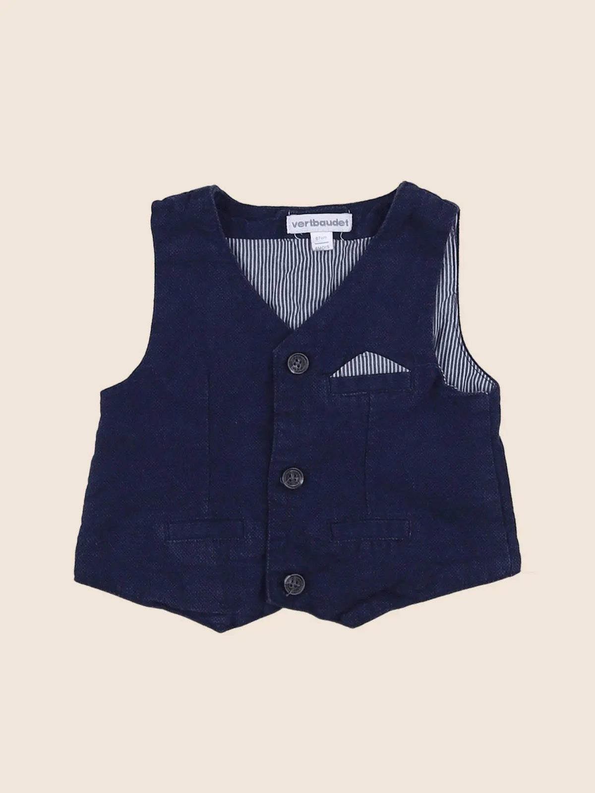 Vertbaudet - gilet bleu - 6 mois