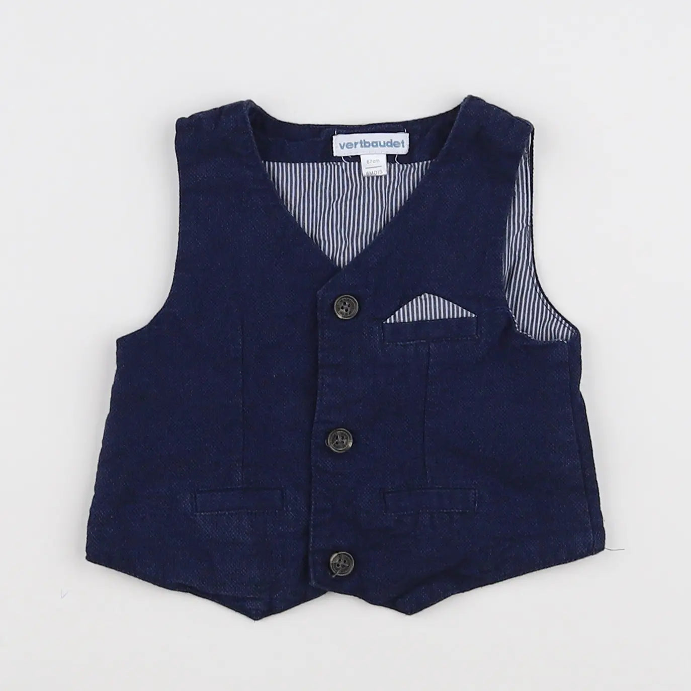 Vertbaudet - gilet bleu - 6 mois