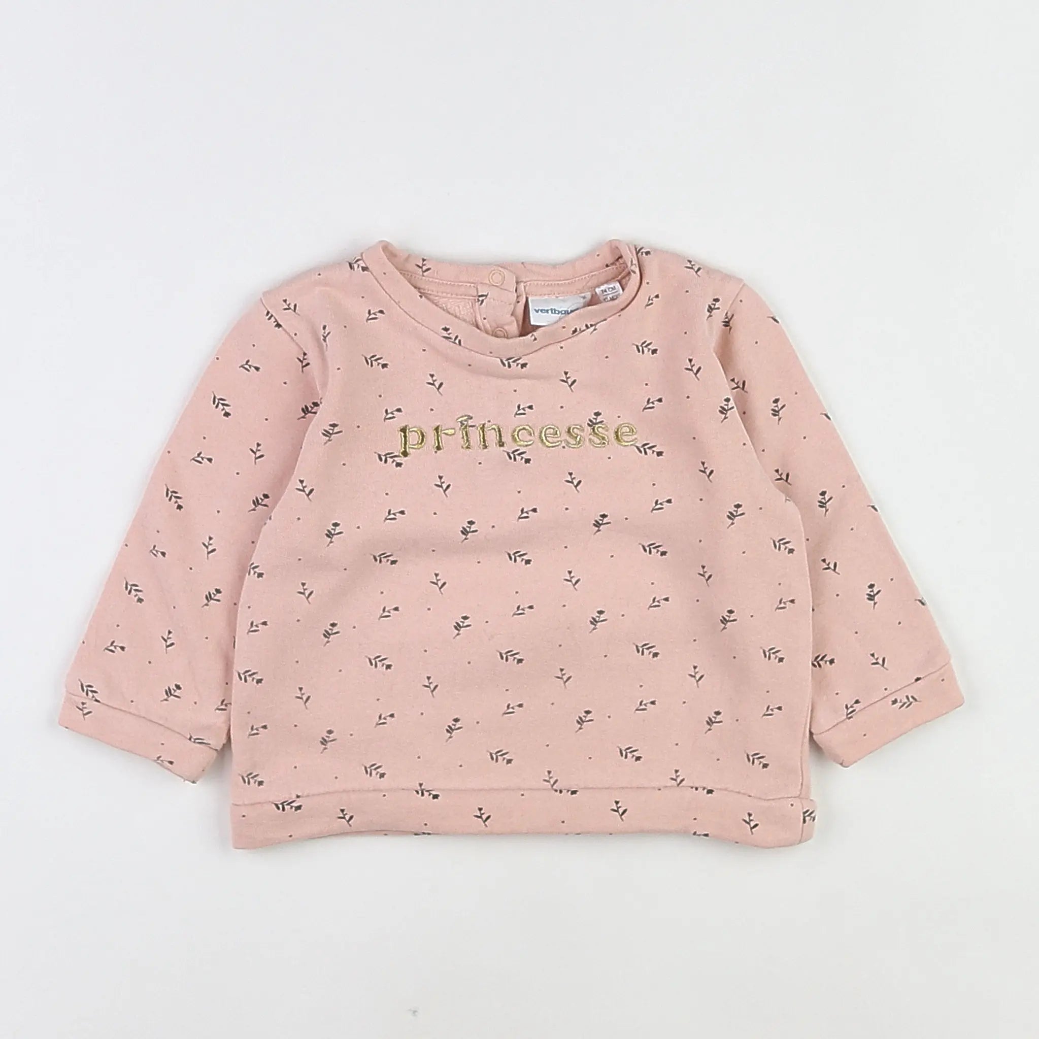 Vertbaudet - sweat rose - 12 mois
