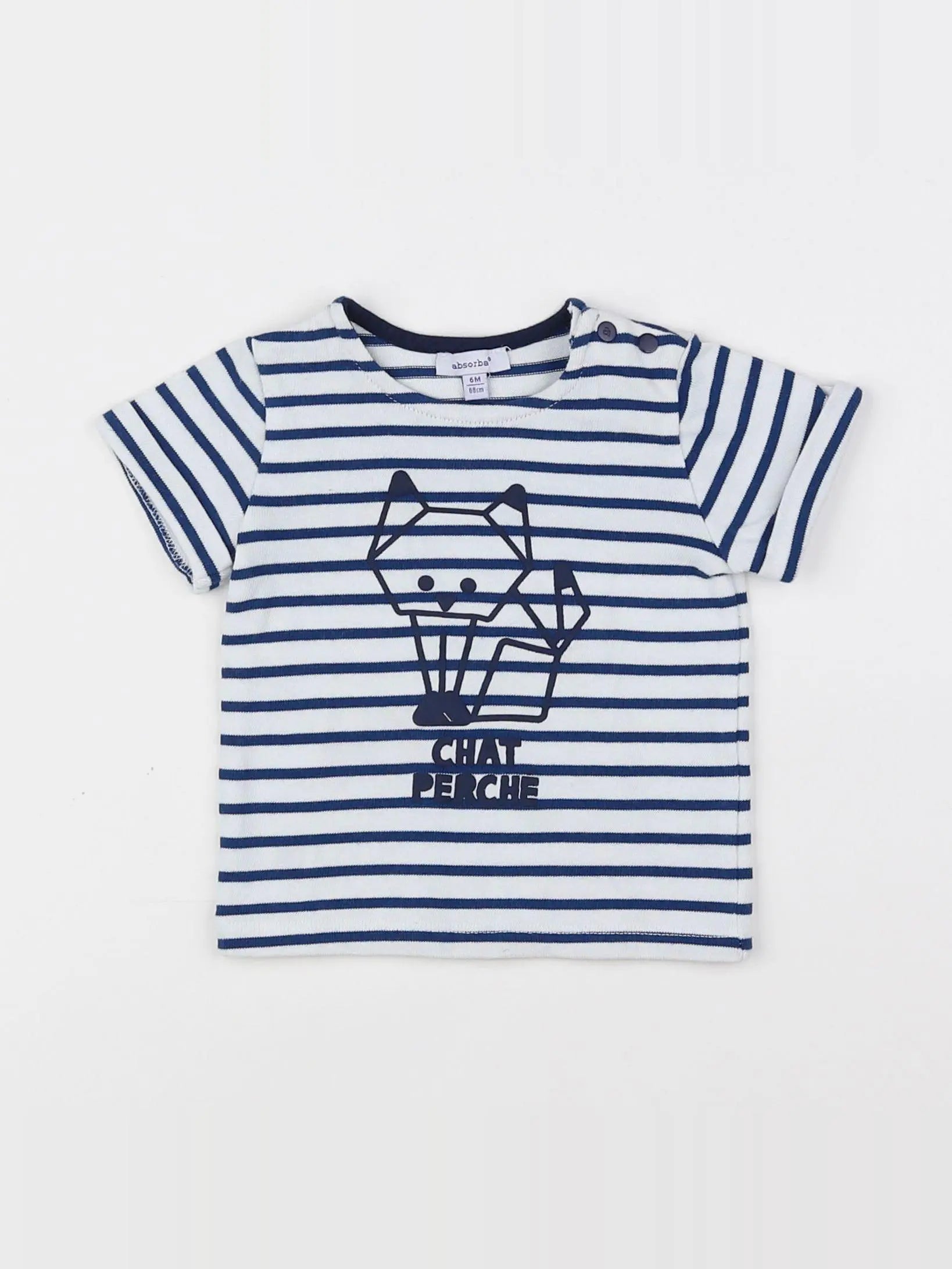 Absorba - tee-shirt blanc, bleu - 6 mois