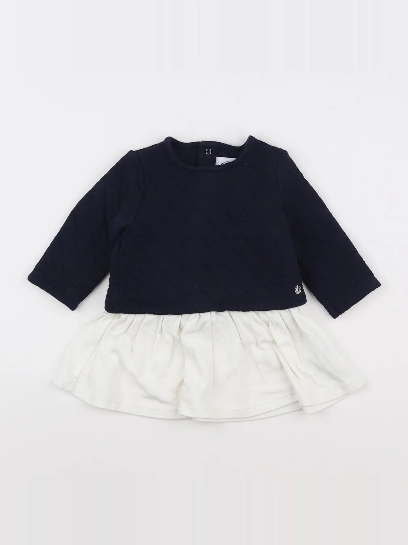 Petit Bateau - robe bleu, blanc - 6 mois