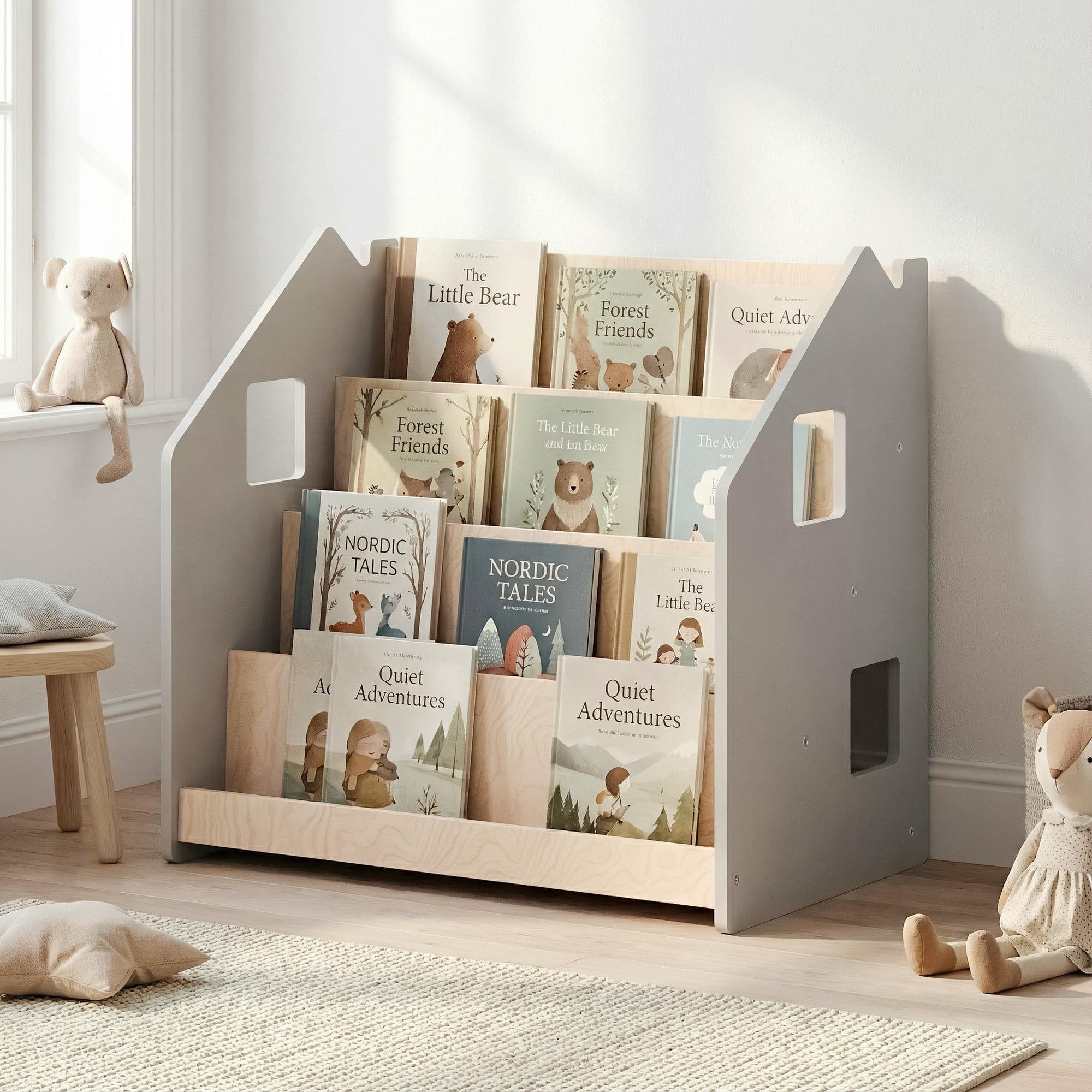 Bibliothèque enfant - Blanc et Gris