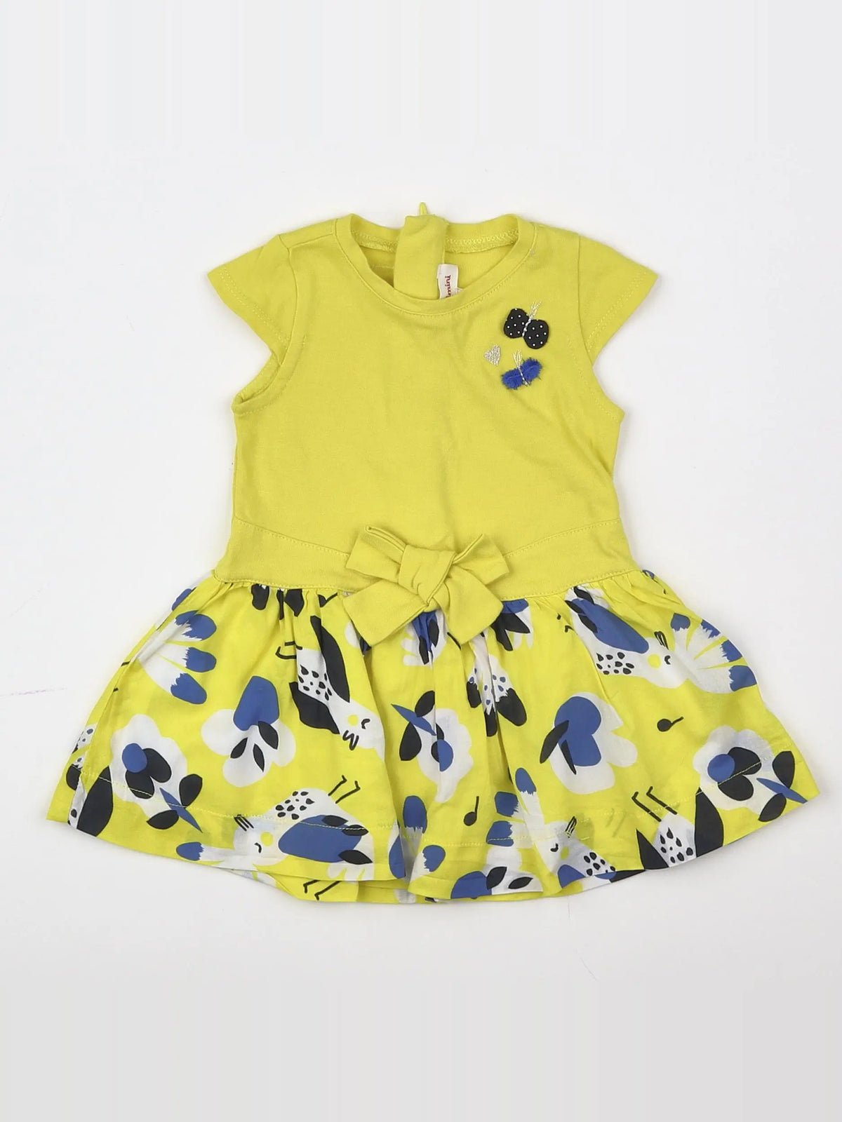Catimini - robe jaune, bleu - 6 mois