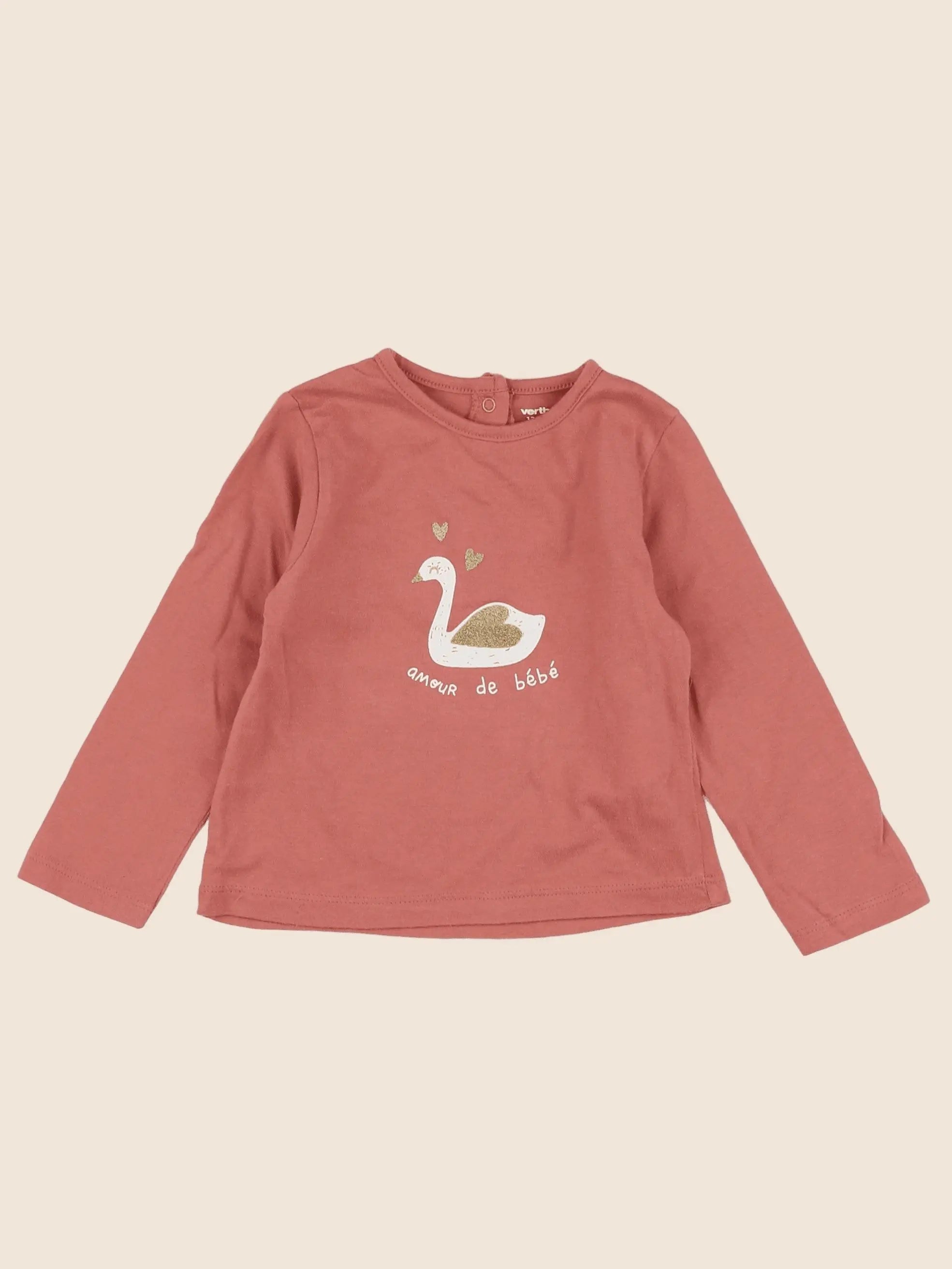 Vertbaudet - tee-shirt rose - 12 mois