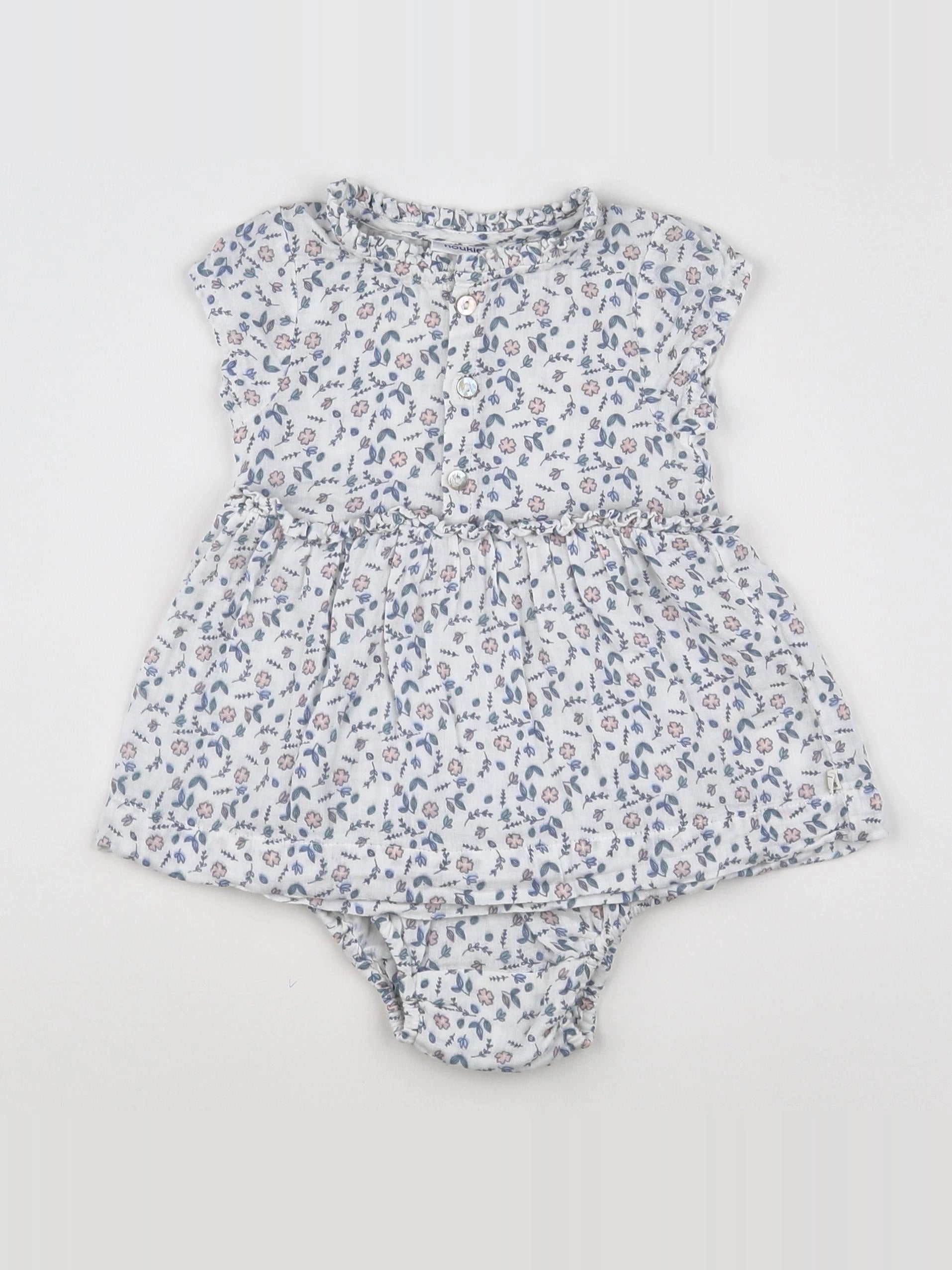 Noukie's - robe blanc, bleu - 6 mois