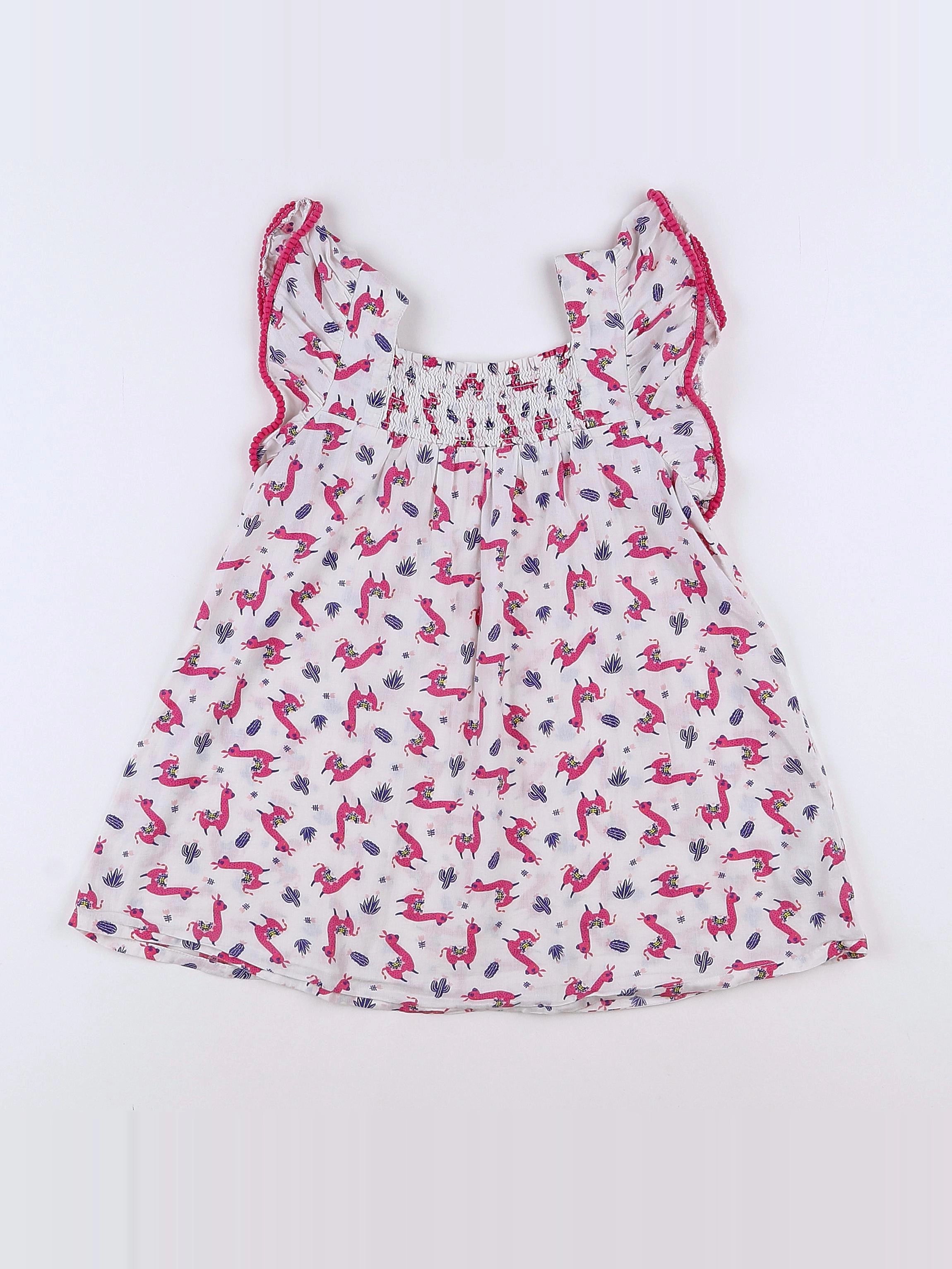 Vertbaudet - blouse blanc, rose - 8 ans