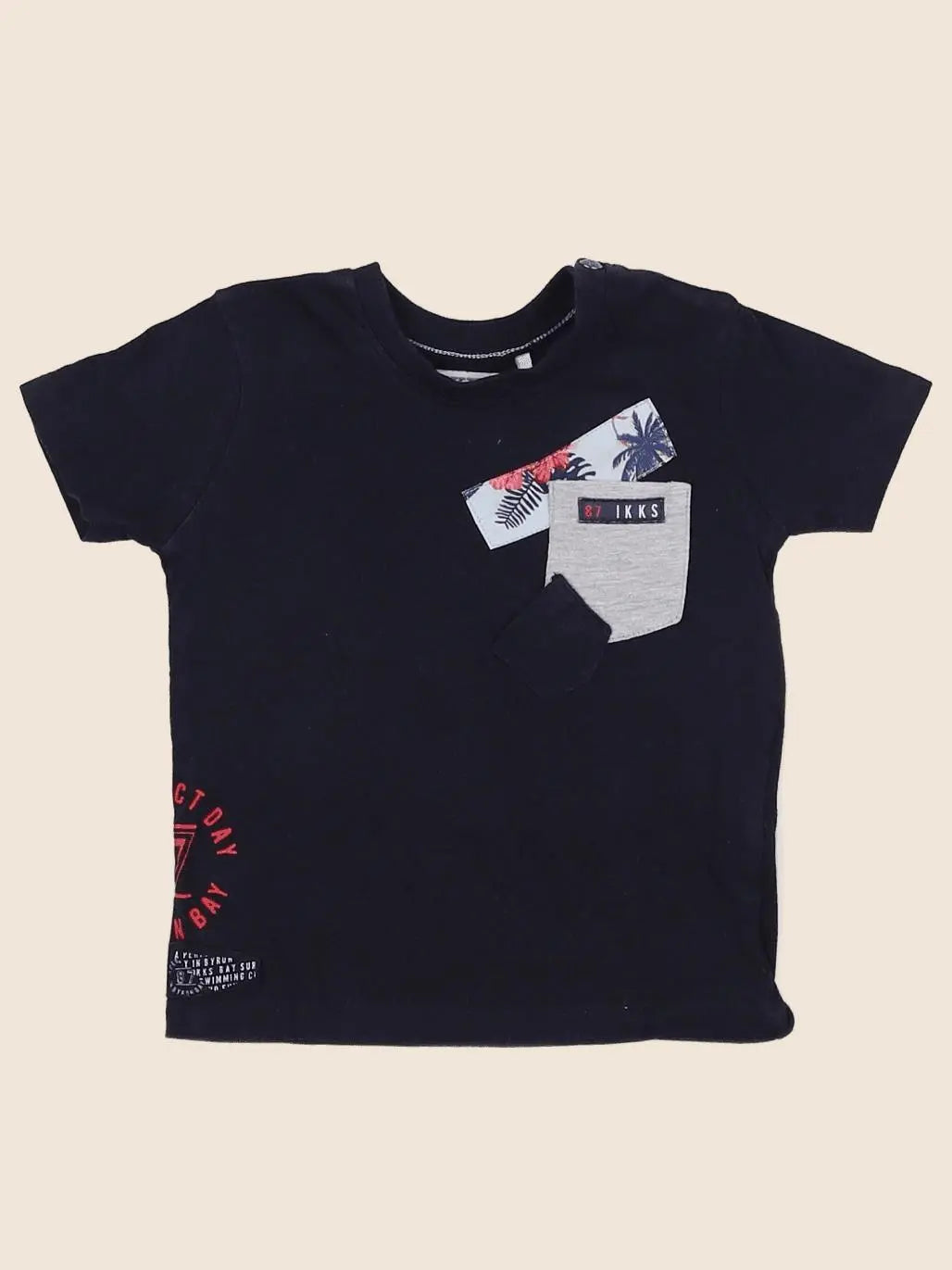 IKKS - tee-shirt bleu, gris - 6 mois