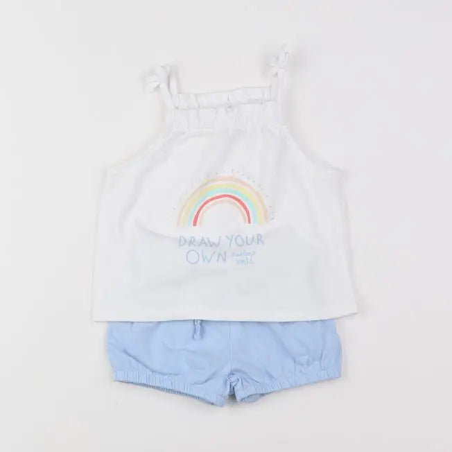 Vertbaudet - ensemble bleu, blanc - 3 mois