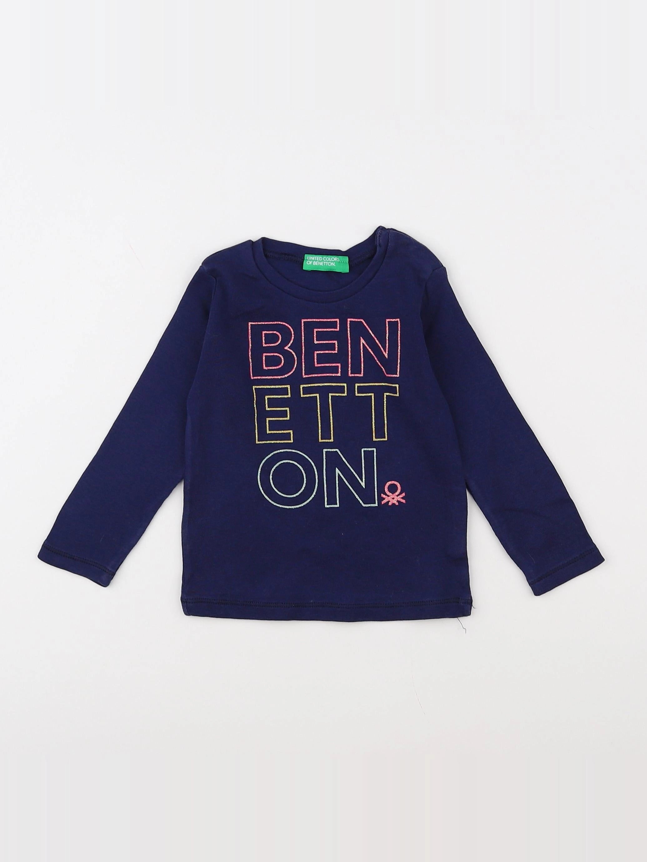 Benetton - tee-shirt bleu - 9/12 mois