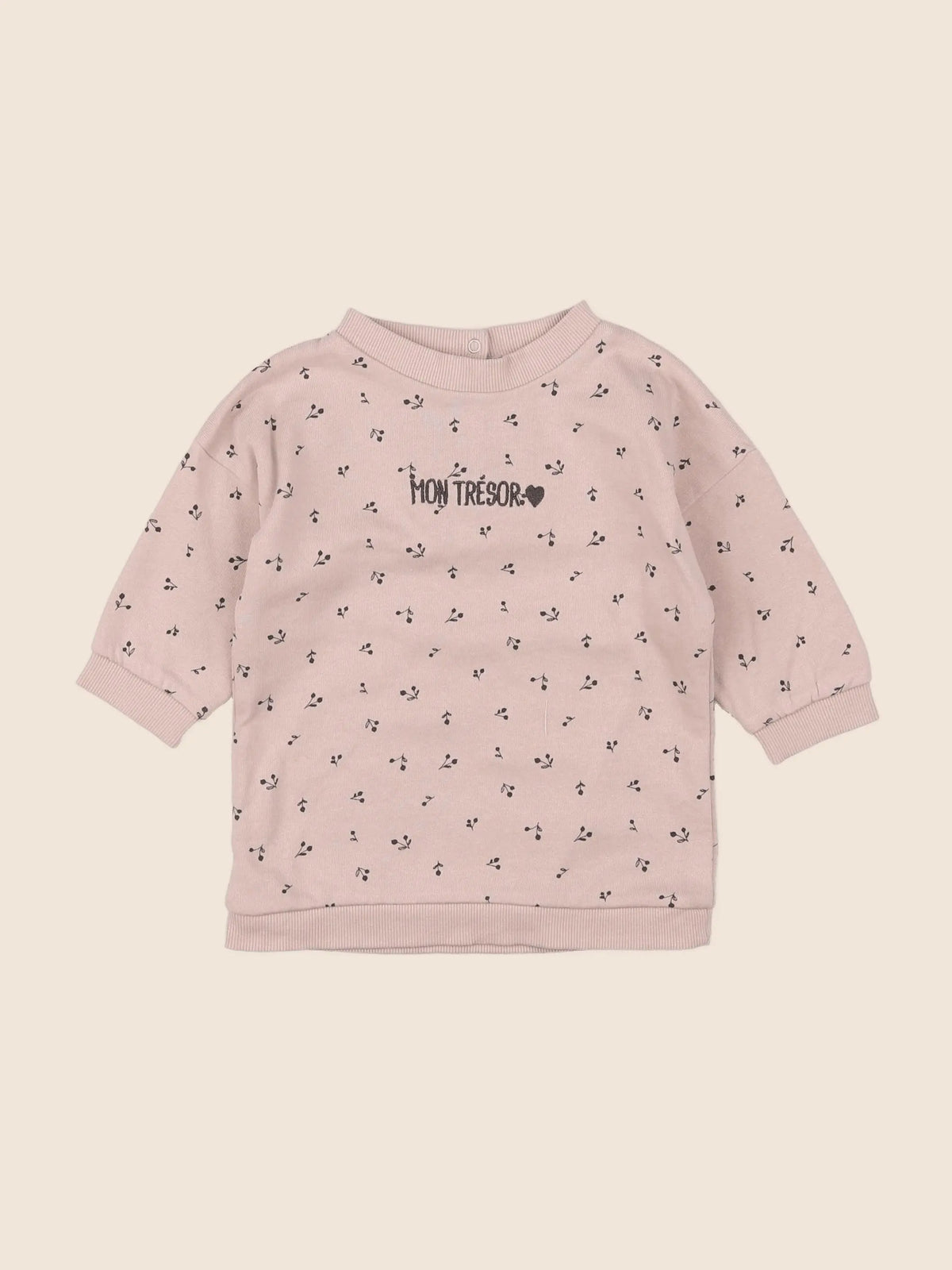 Vertbaudet - robe rose, gris - 9 mois