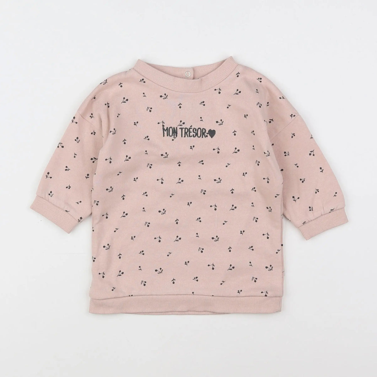 Vertbaudet - robe rose, gris - 9 mois