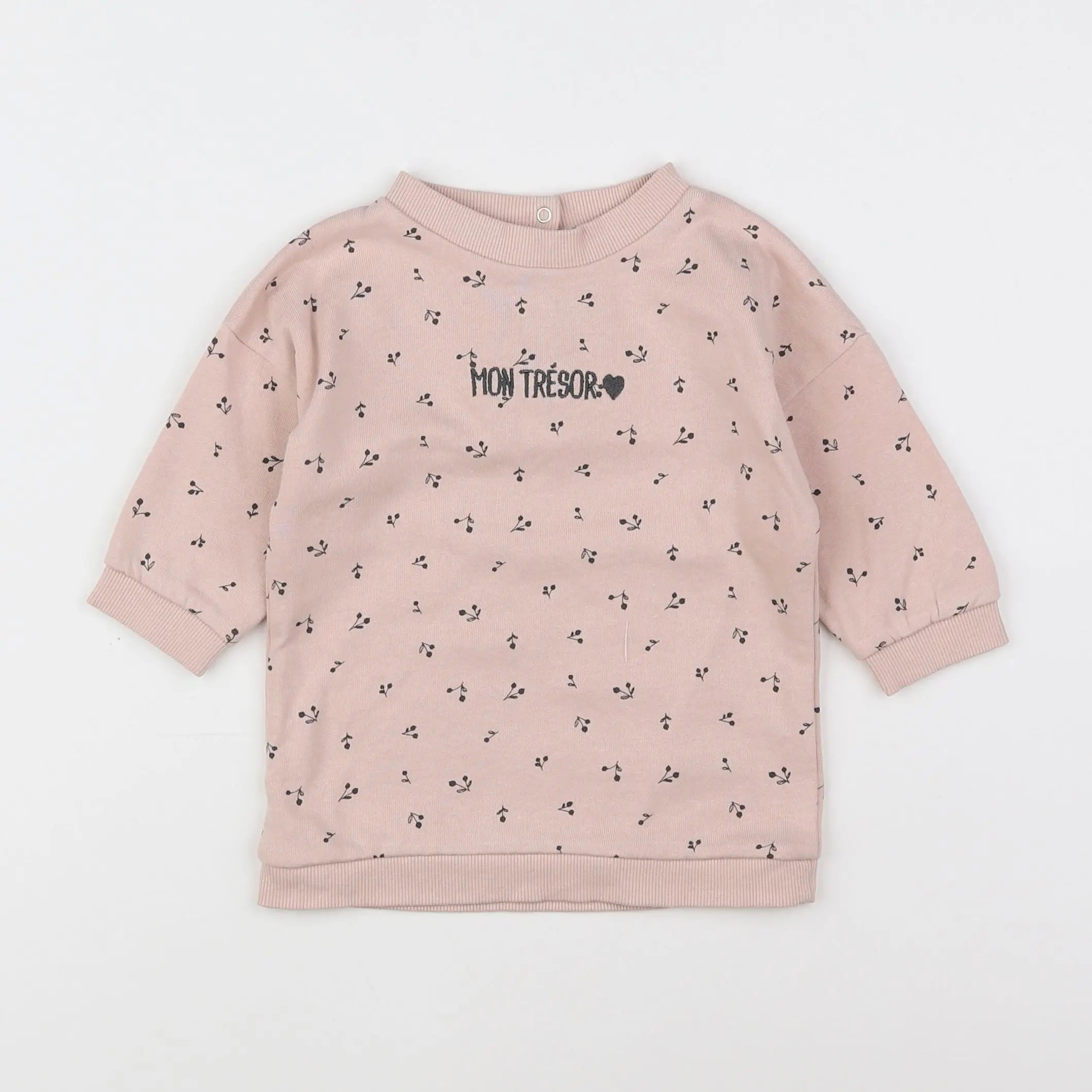 Vertbaudet - robe rose, gris - 9 mois