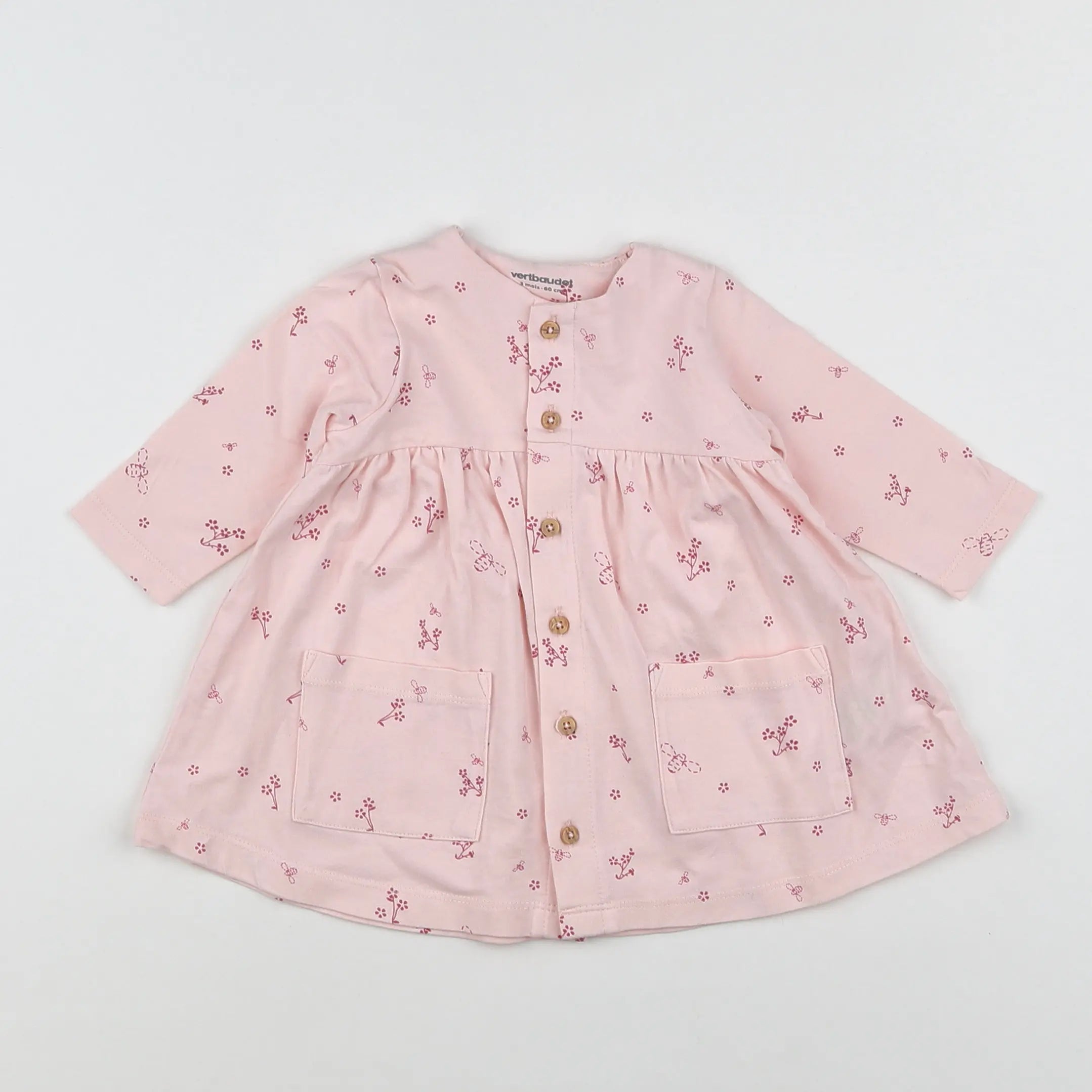 Vertbaudet - robe rose - 3 mois
