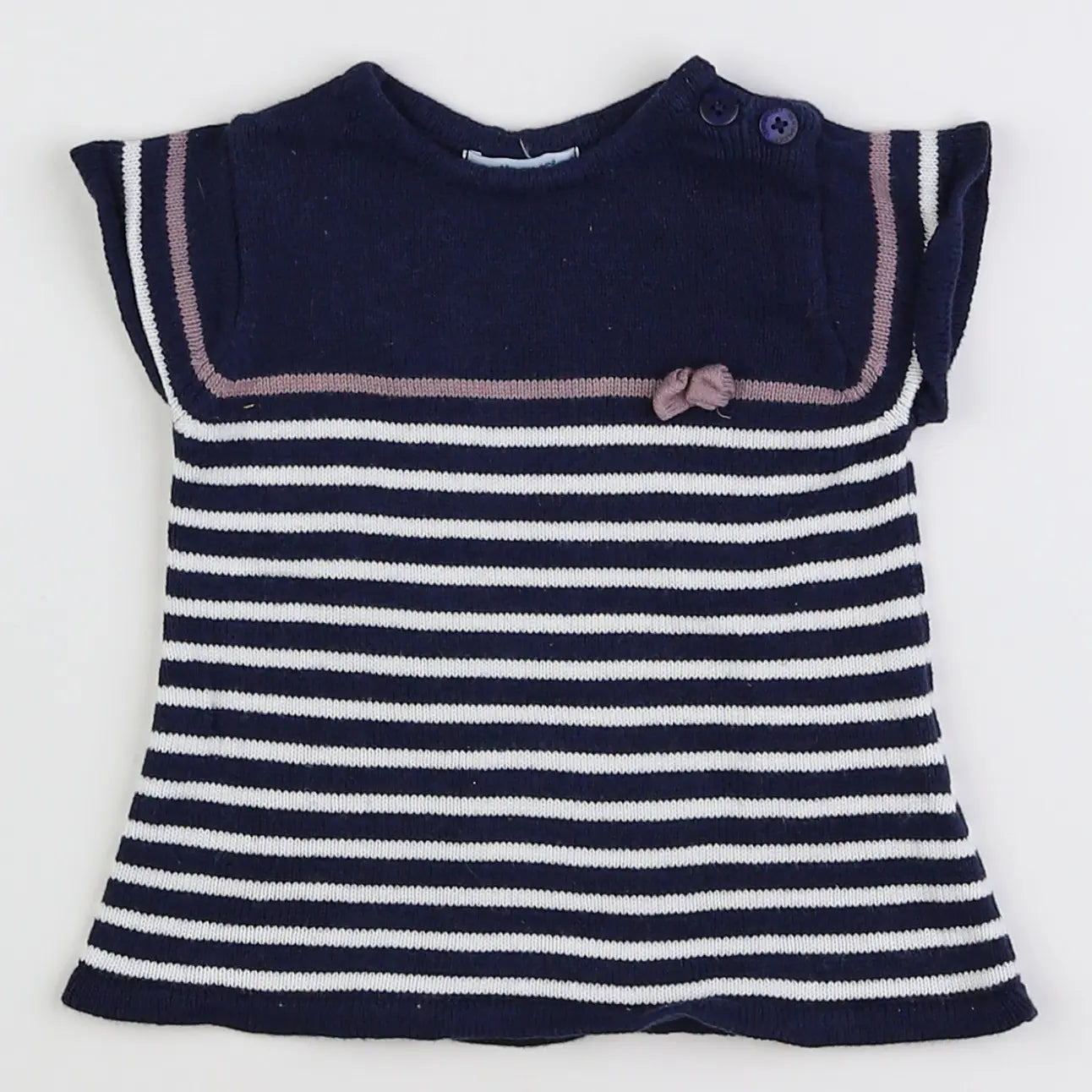 Vertbaudet - robe bleu, blanc - 3 mois
