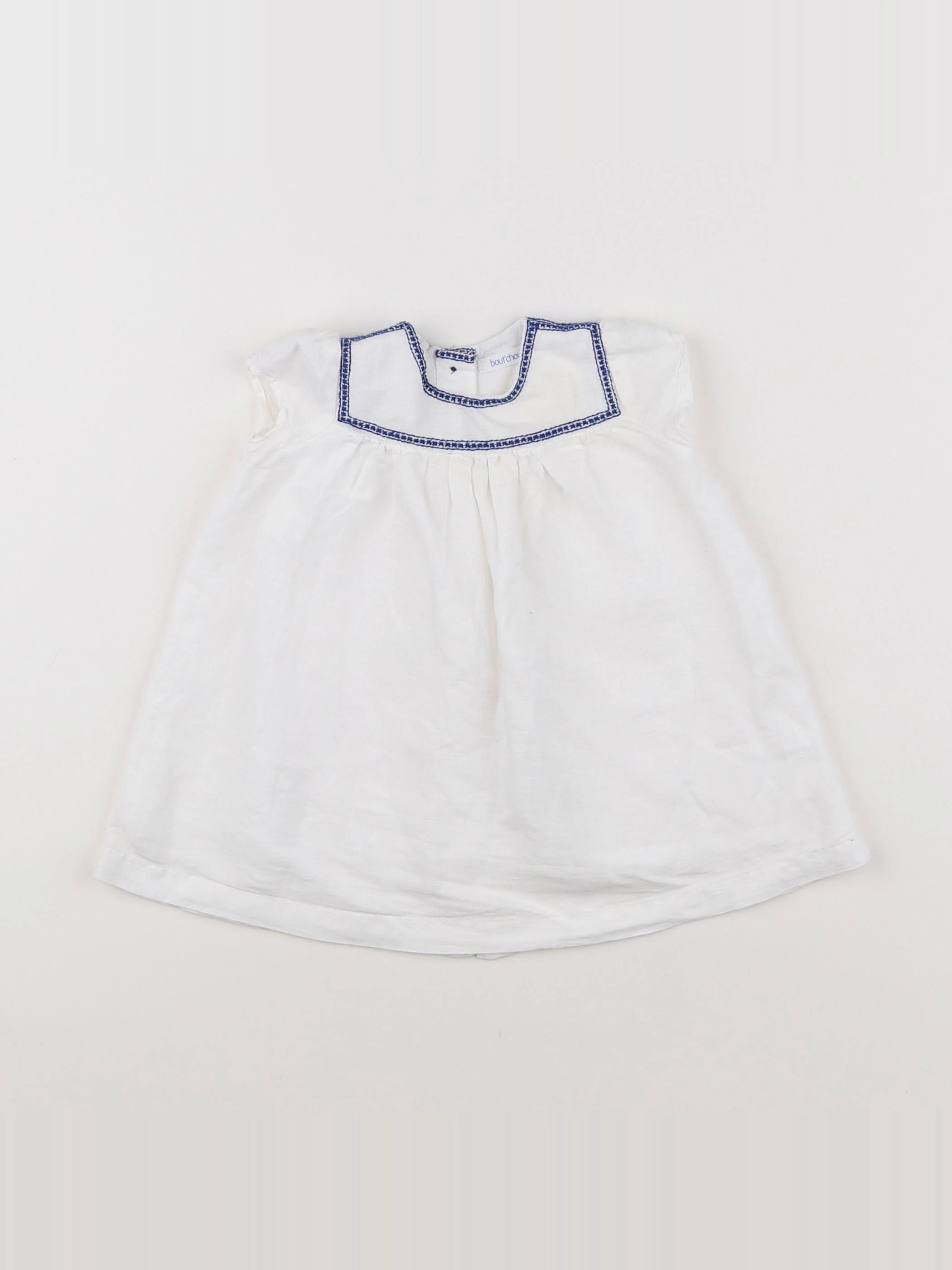 Boutchou - robe blanc, bleu - 3 mois