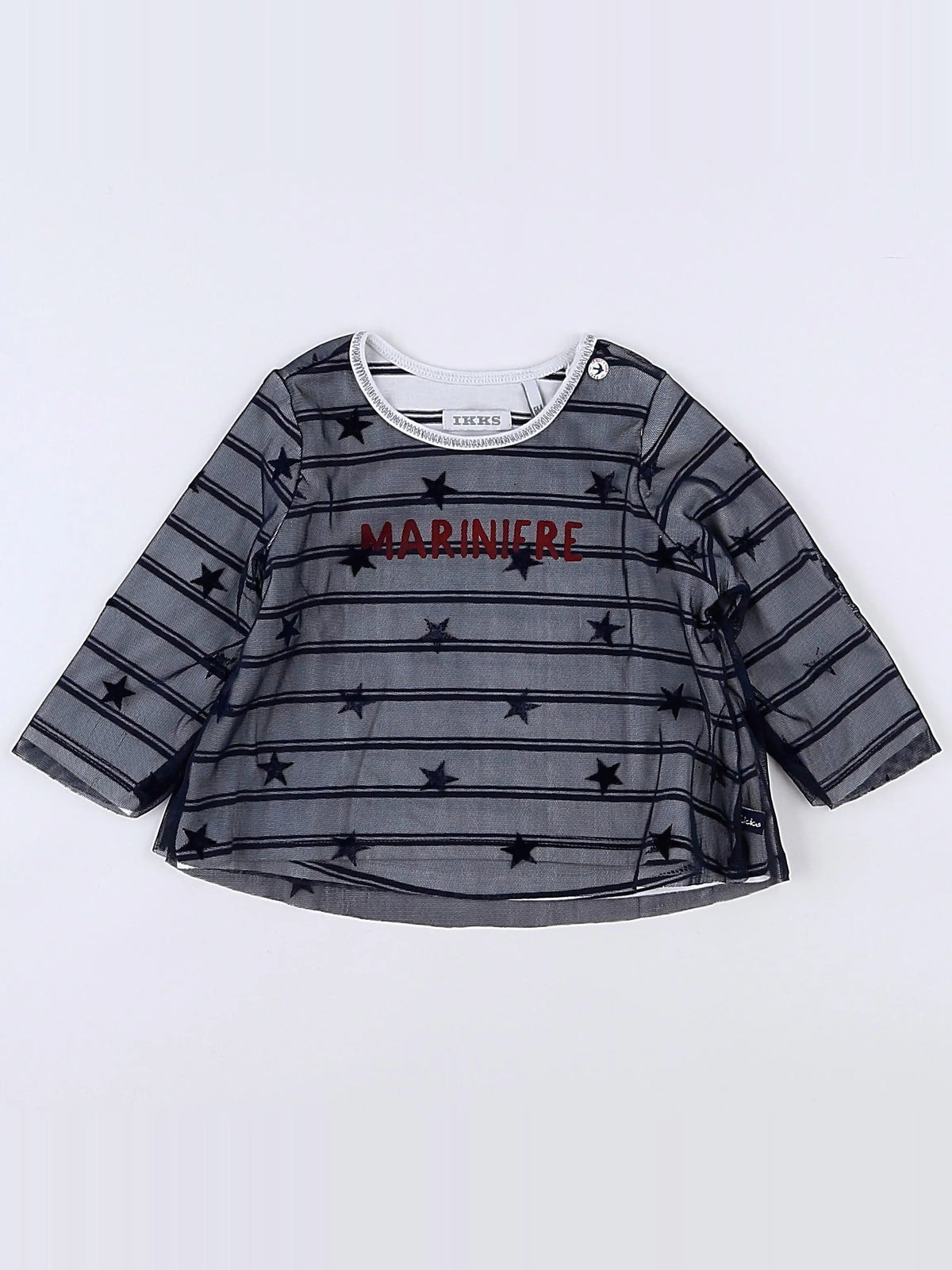 IKKS - tee-shirt bleu, blanc - 6 mois