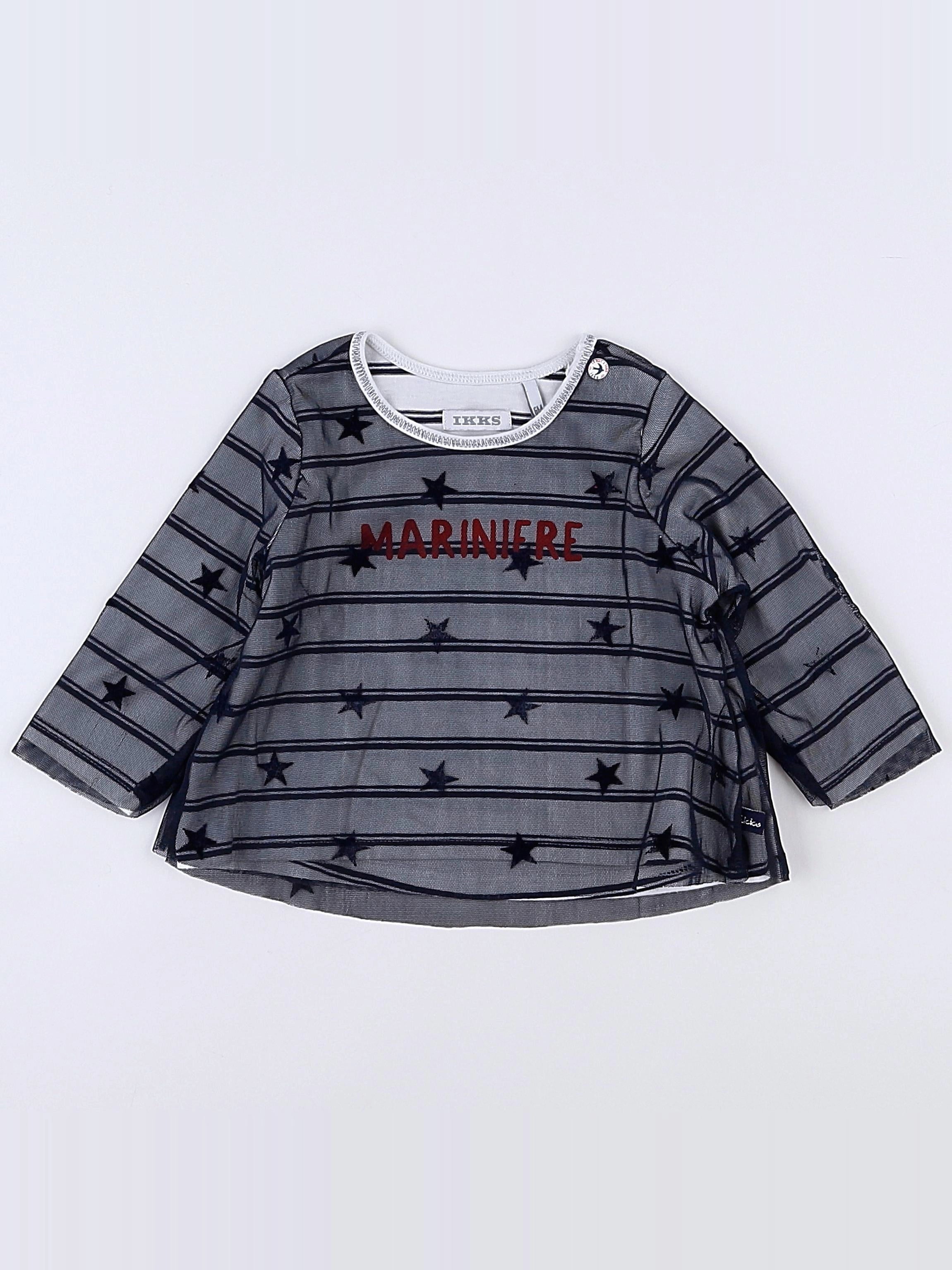 IKKS - tee-shirt bleu, blanc - 6 mois