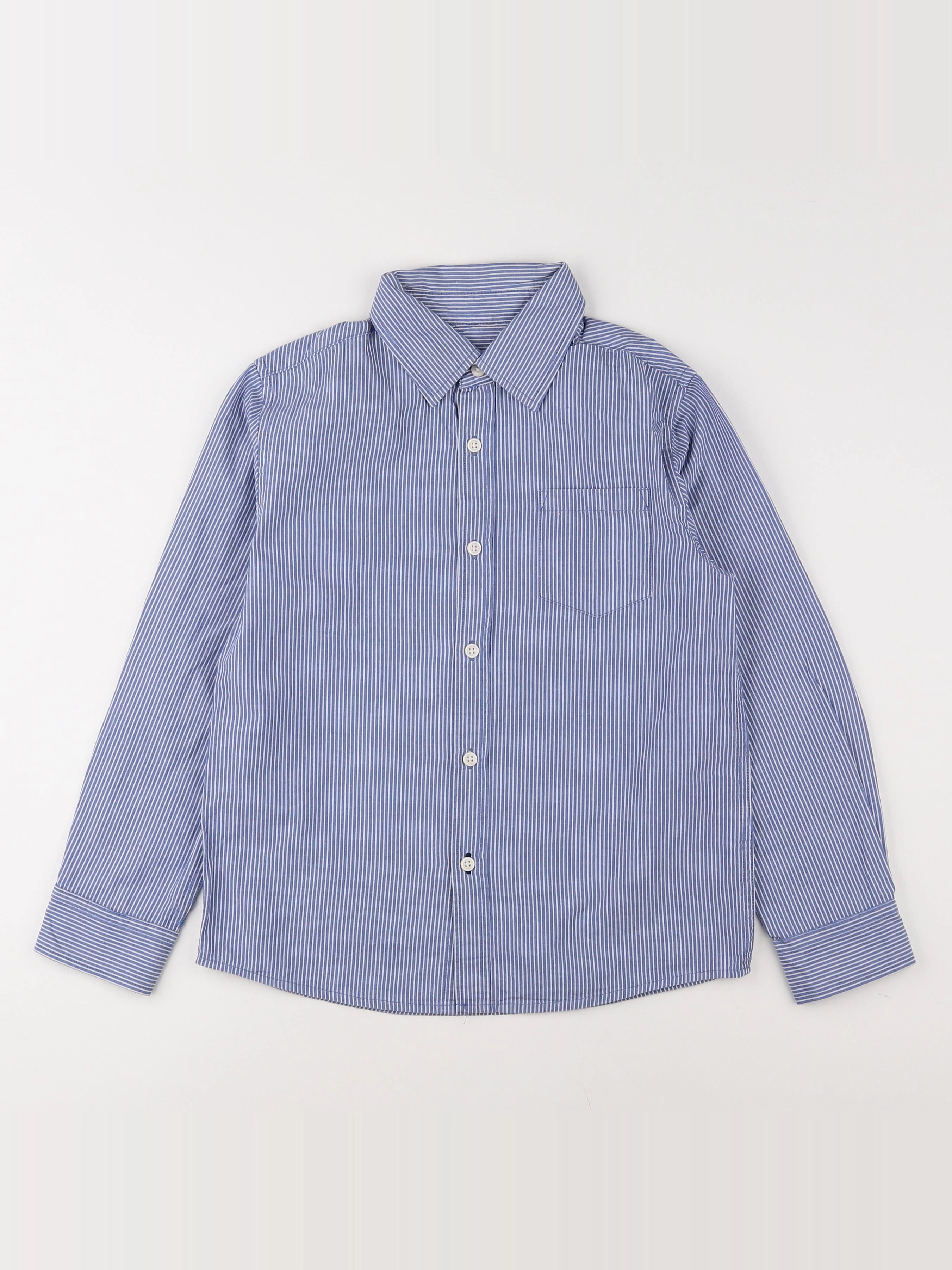 Monoprix - chemise bleu, blanc - 8 ans
