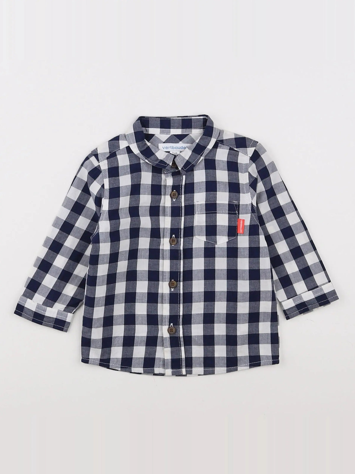 Vertbaudet - chemise bleu, blanc - 9 mois
