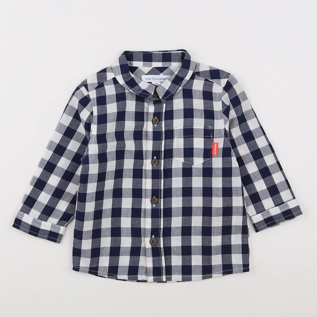 Vertbaudet - chemise bleu, blanc - 9 mois