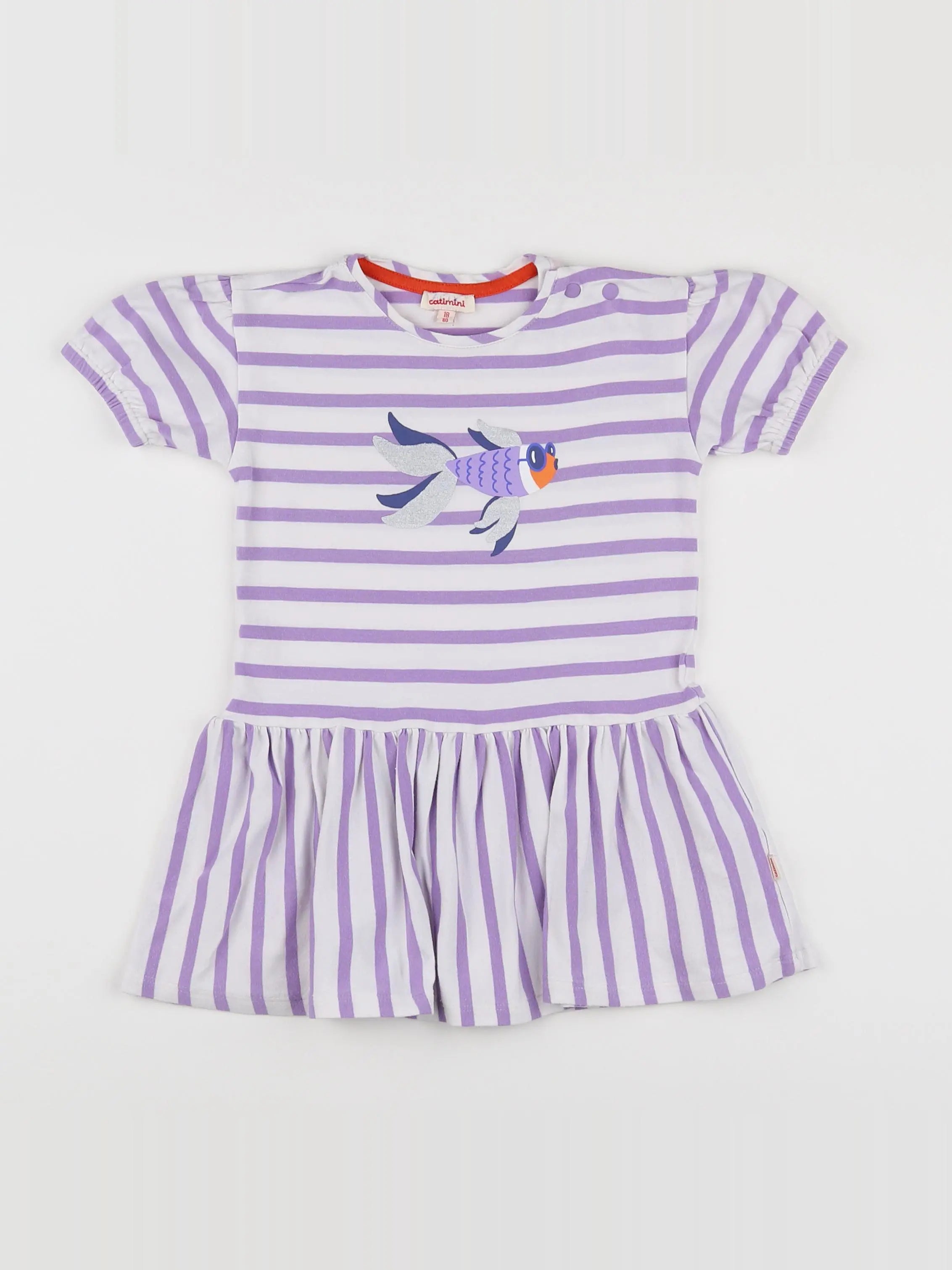 Catimini - robe blanc, violet - 18 mois
