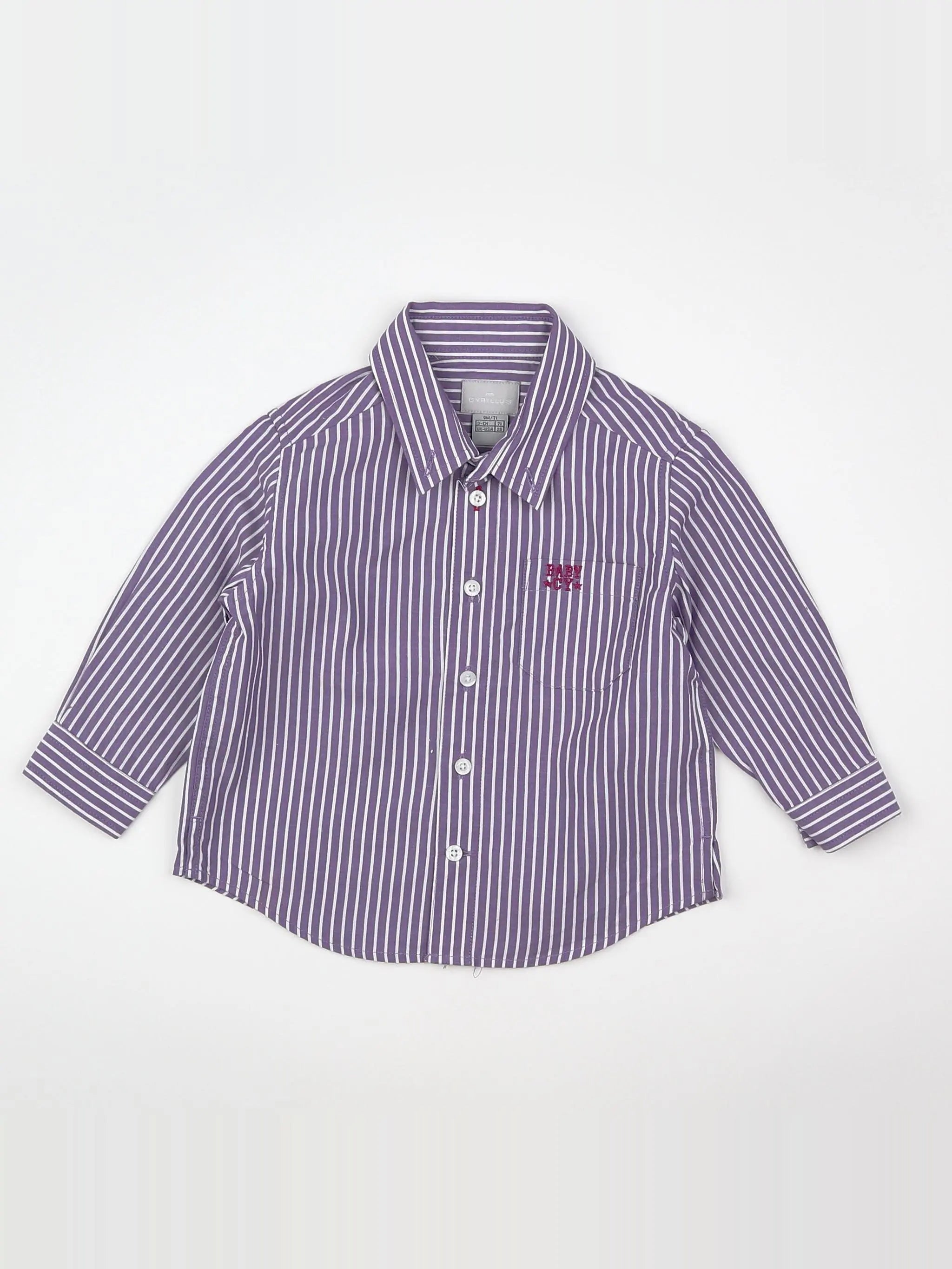 Cyrillus - chemise violet, blanc - 9 mois