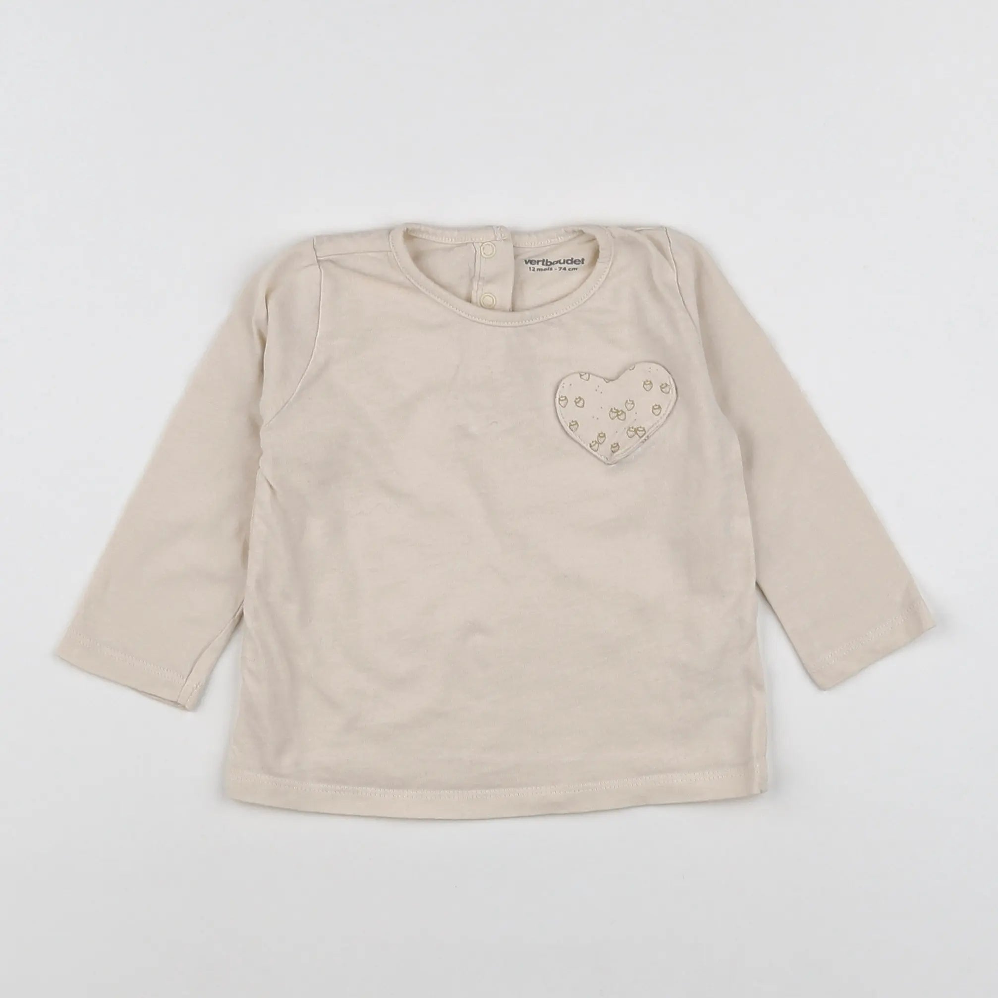 Vertbaudet - tee-shirt beige - 12 mois
