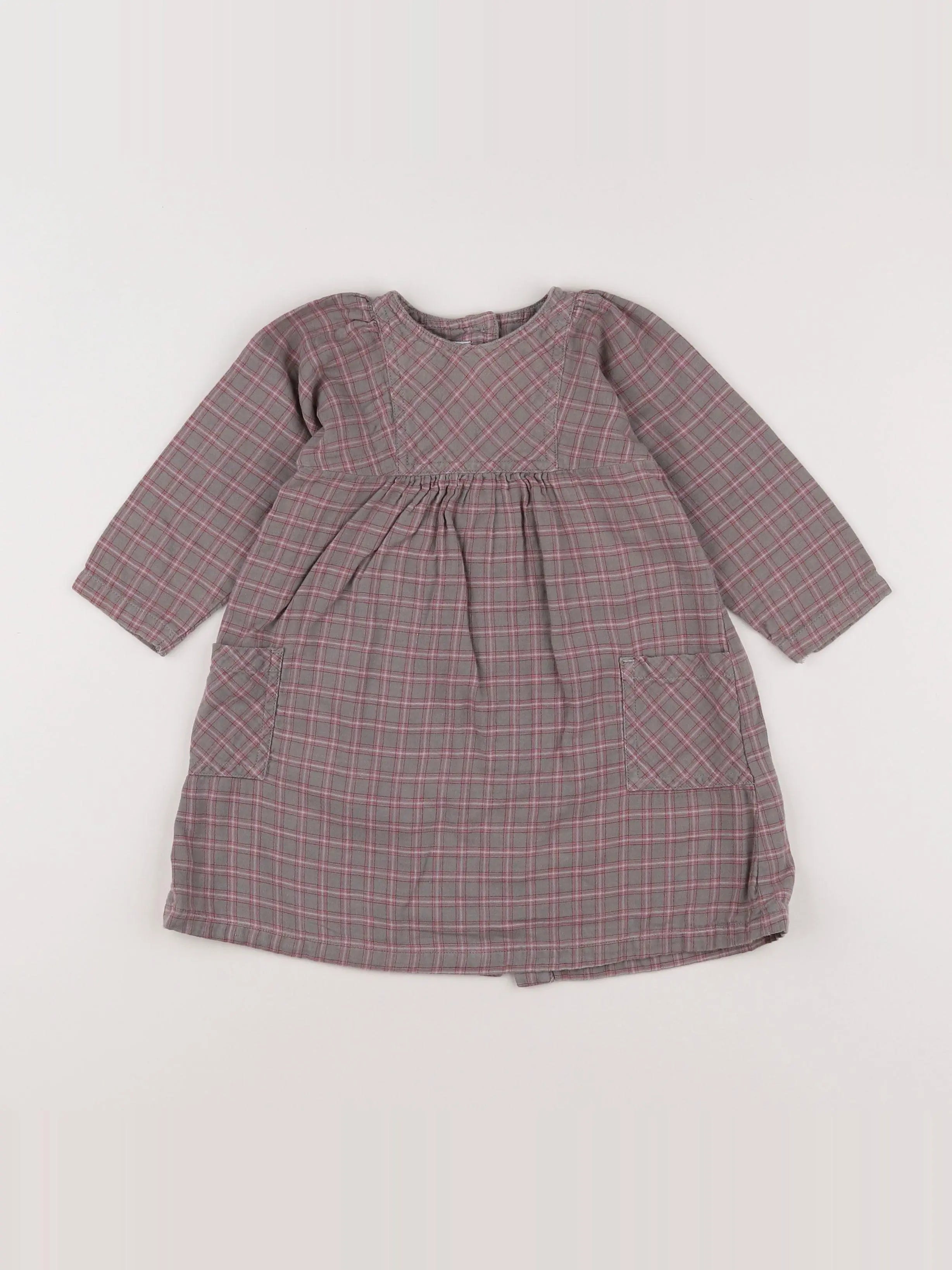 Petit Bateau - robe gris, rose - 12 mois